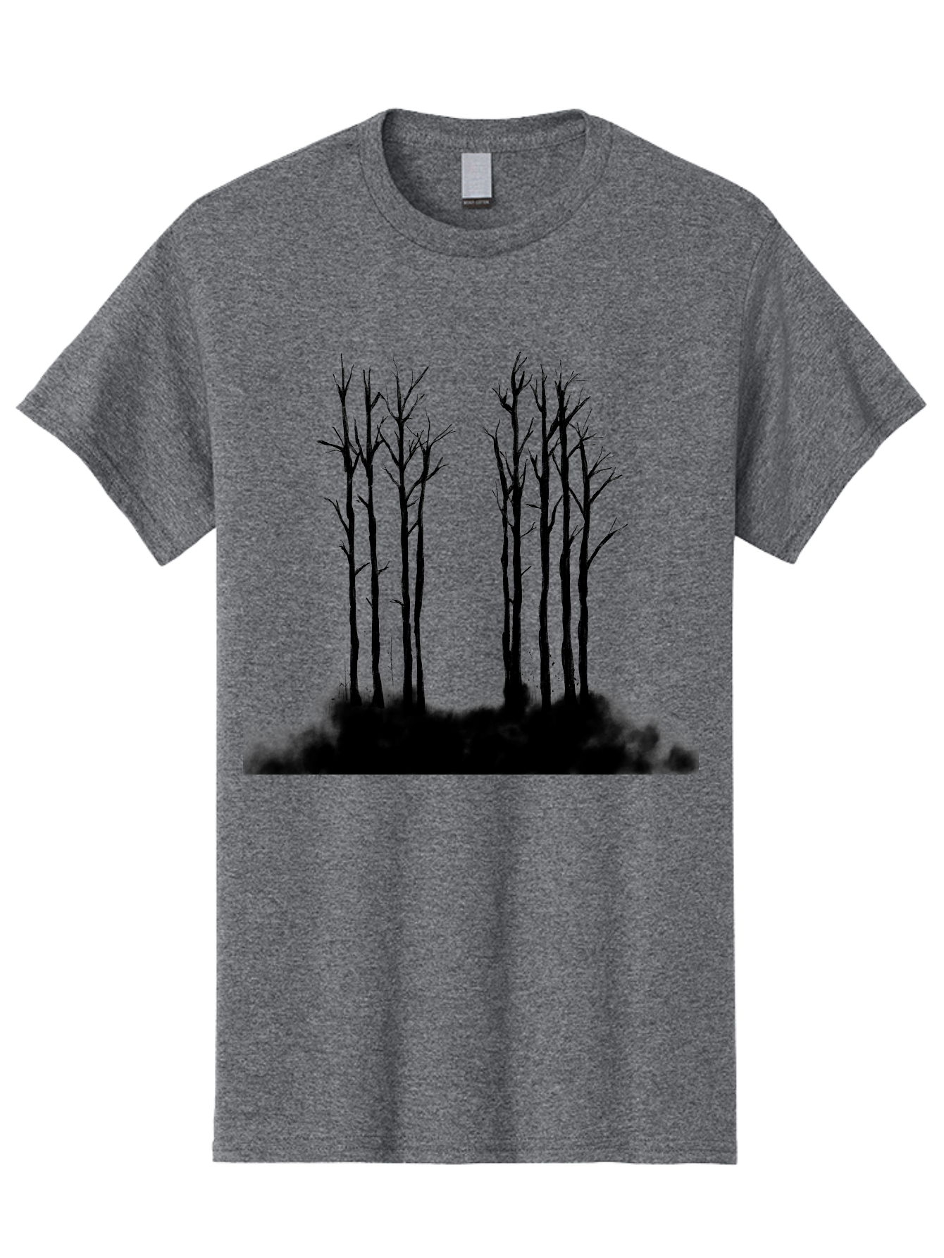 Bare-Trees-1 Men'S Graphic Tee, 100% Cotton, Comfortable Casual Summer Wear, Machine Washable, Bare Trees, Silhouette Art, Black Trees, Leafless Branches, Minimalist Design, Eerie Atmosphere, Dramatic Shadows Aac292