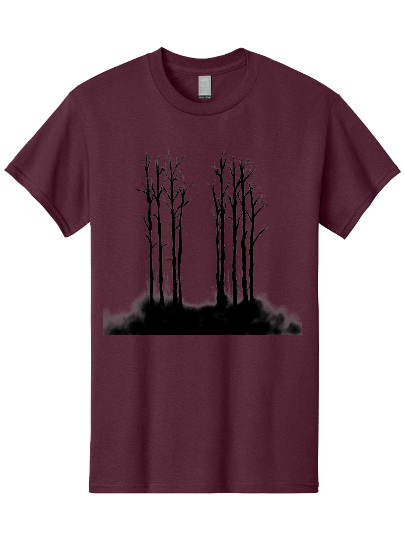Bare-Trees-1 Men'S Graphic Tee, 100% Cotton, Comfortable Casual Summer Wear, Machine Washable, Bare Trees, Silhouette Art, Black Trees, Leafless Branches, Minimalist Design, Eerie Atmosphere, Dramatic Shadows Aac292