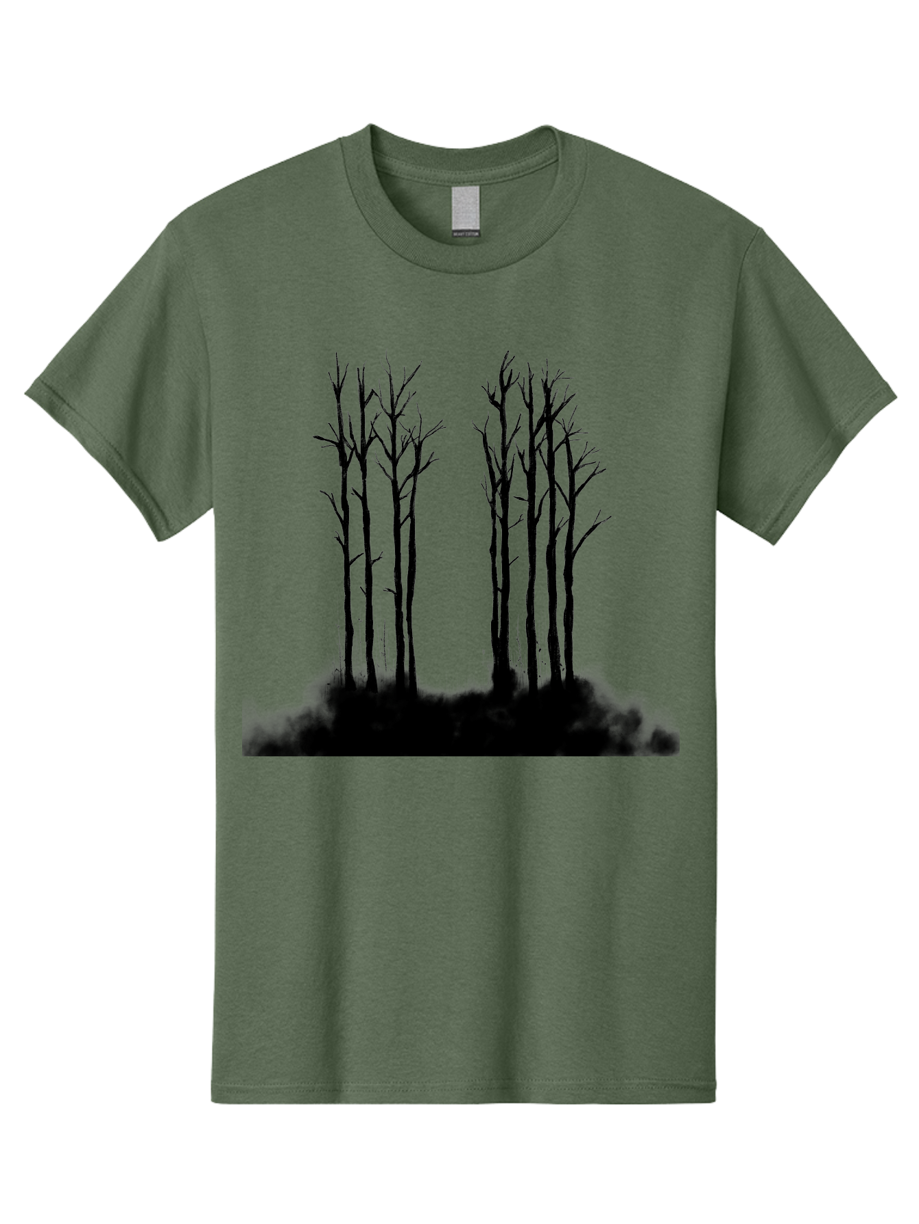Bare-Trees-1 Men'S Graphic Tee, 100% Cotton, Comfortable Casual Summer Wear, Machine Washable, Bare Trees, Silhouette Art, Black Trees, Leafless Branches, Minimalist Design, Eerie Atmosphere, Dramatic Shadows Aac292
