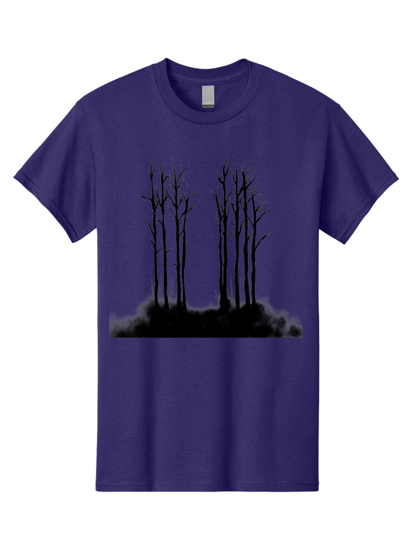 Bare-Trees-1 Men'S Graphic Tee, 100% Cotton, Comfortable Casual Summer Wear, Machine Washable, Bare Trees, Silhouette Art, Black Trees, Leafless Branches, Minimalist Design, Eerie Atmosphere, Dramatic Shadows Aac292