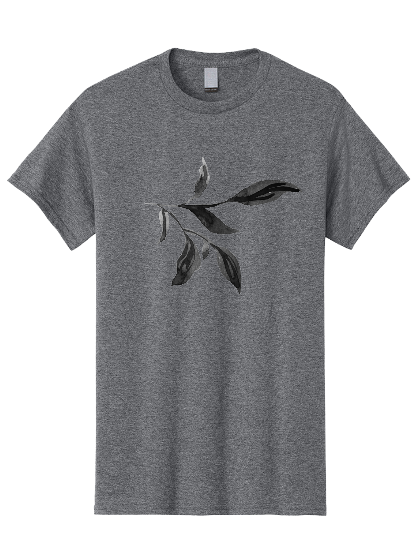 Black-Leaves Men'S Graphic Tee, 100% Cotton, Comfortable Casual Summer Wear, Machine Washable, Black Leaves, Foliage, Botanical Illustration, Leafy Branch, Dark Foliage, Minimalist Design, Simple Graphics, Nature-Inspired Art, Leaf Arrangement Aac294