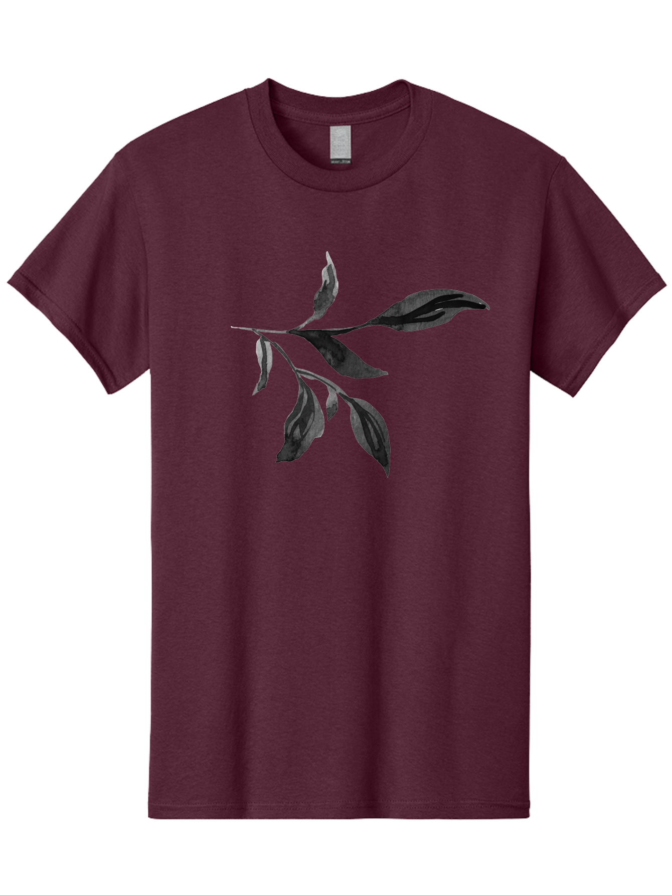 Black-Leaves Men'S Graphic Tee, 100% Cotton, Comfortable Casual Summer Wear, Machine Washable, Black Leaves, Foliage, Botanical Illustration, Leafy Branch, Dark Foliage, Minimalist Design, Simple Graphics, Nature-Inspired Art, Leaf Arrangement Aac294