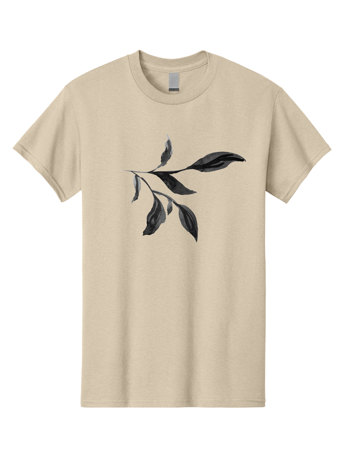 Black-Leaves Men'S Graphic Tee, 100% Cotton, Comfortable Casual Summer Wear, Machine Washable, Black Leaves, Foliage, Botanical Illustration, Leafy Branch, Dark Foliage, Minimalist Design, Simple Graphics, Nature-Inspired Art, Leaf Arrangement Aac294