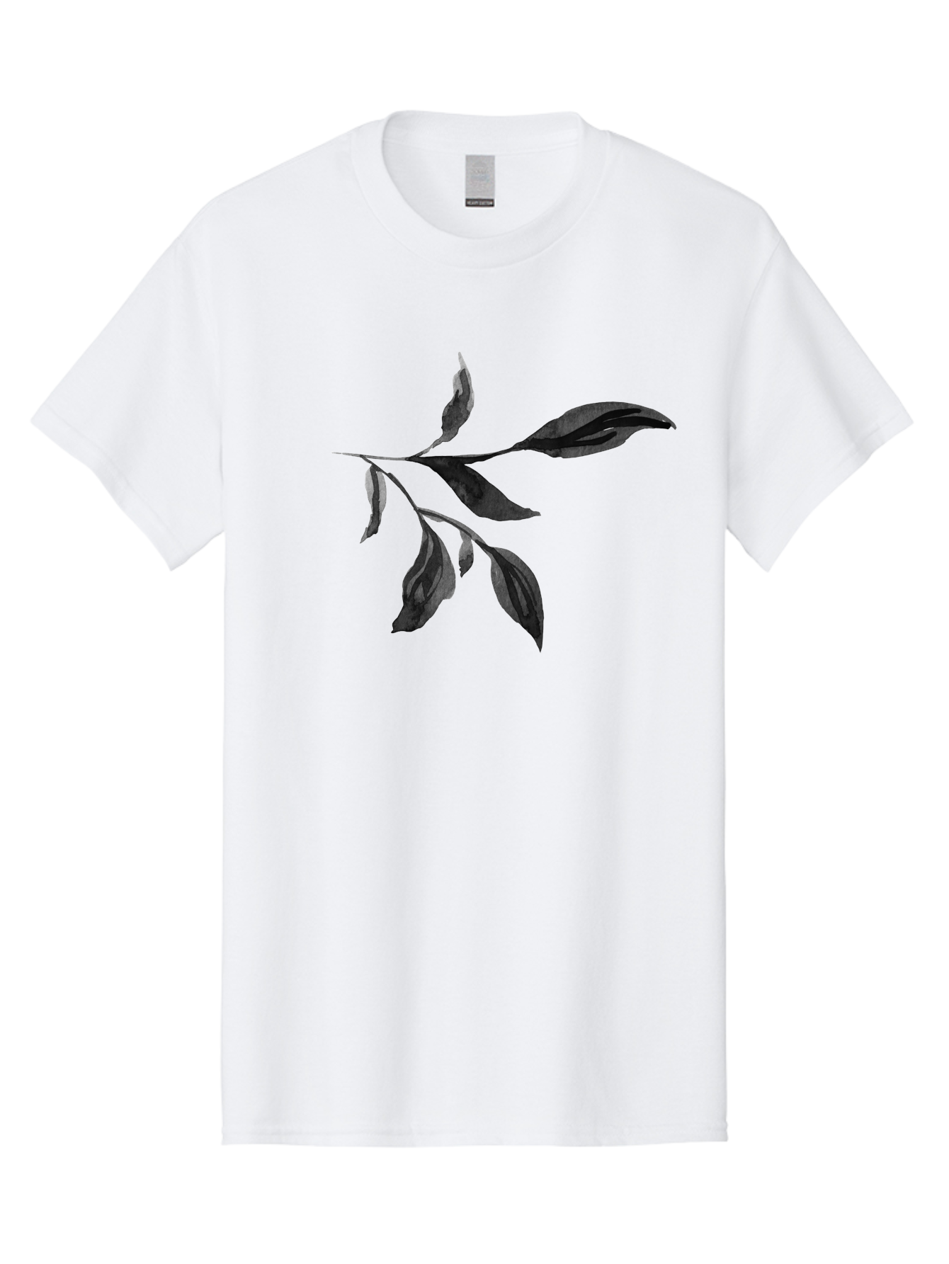 Black-Leaves Men'S Graphic Tee, 100% Cotton, Comfortable Casual Summer Wear, Machine Washable, Black Leaves, Foliage, Botanical Illustration, Leafy Branch, Dark Foliage, Minimalist Design, Simple Graphics, Nature-Inspired Art, Leaf Arrangement Aac294