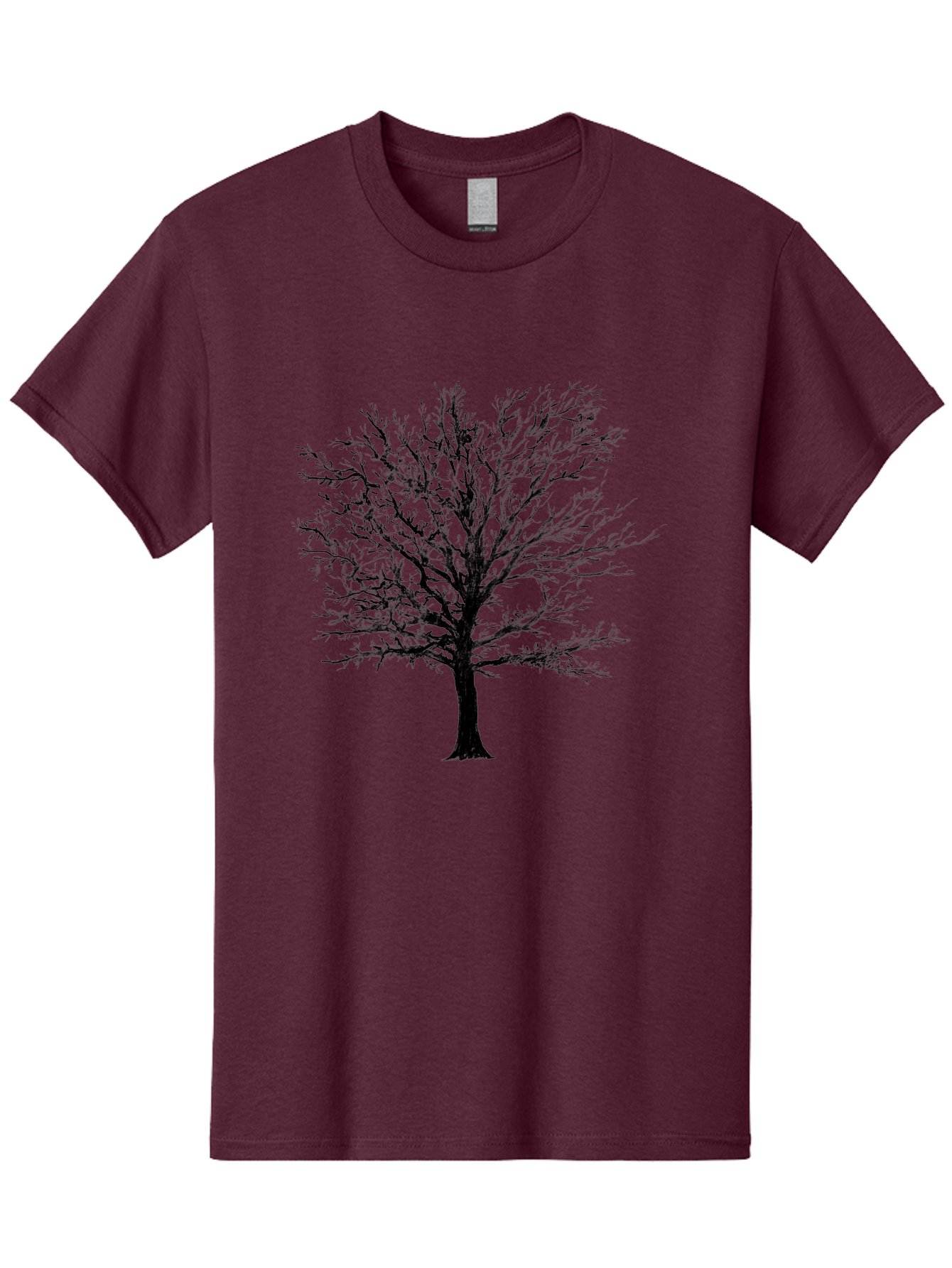 Black-Tree-Silhouette Men'S Graphic Tee, 100% Cotton, Comfortable Casual Summer Wear, Machine Washable, Bare Tree Silhouette, Winter Landscape, Barren Branches, Tree Without Leaves, Minimalist Design, Monochrome Tree, Natural Simplicity Aac295
