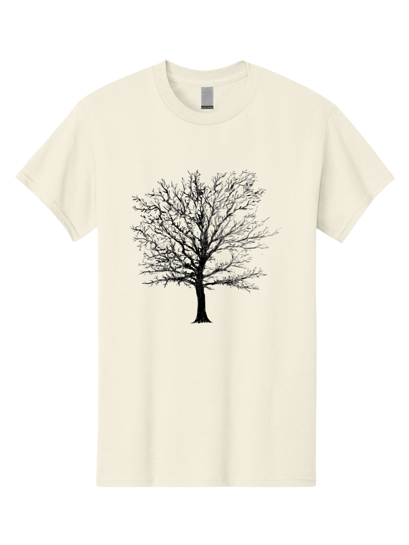 Black-Tree-Silhouette Men'S Graphic Tee, 100% Cotton, Comfortable Casual Summer Wear, Machine Washable, Bare Tree Silhouette, Winter Landscape, Barren Branches, Tree Without Leaves, Minimalist Design, Monochrome Tree, Natural Simplicity Aac295