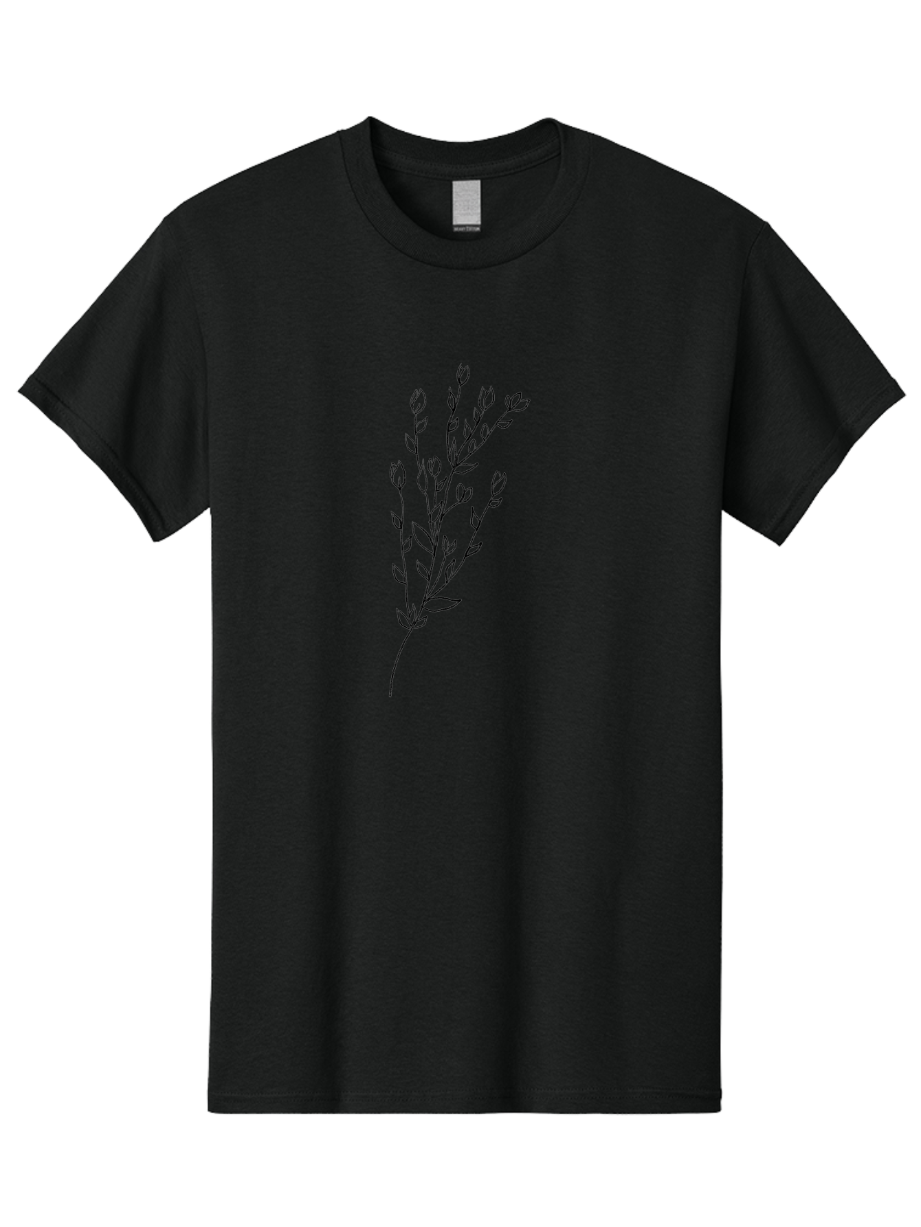 Budding-Branch Men'S Graphic Tee, 100% Cotton, Comfortable Casual Summer Wear, Machine Washable, Minimalist Flower Illustration, Simple Line Art, Botanical Design, Floral Elements, Delicate Stems, Leaves And Buds, Modern Botanical Art Aac296
