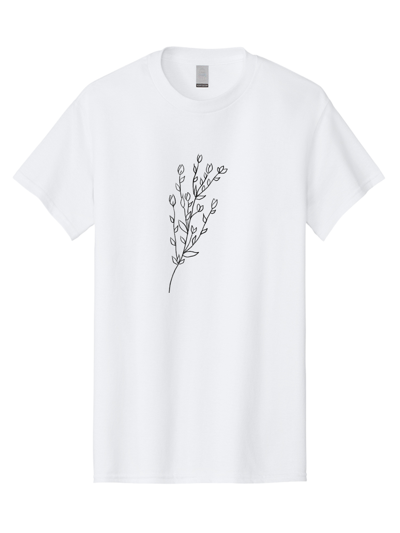 Budding-Branch Men'S Graphic Tee, 100% Cotton, Comfortable Casual Summer Wear, Machine Washable, Minimalist Flower Illustration, Simple Line Art, Botanical Design, Floral Elements, Delicate Stems, Leaves And Buds, Modern Botanical Art Aac296