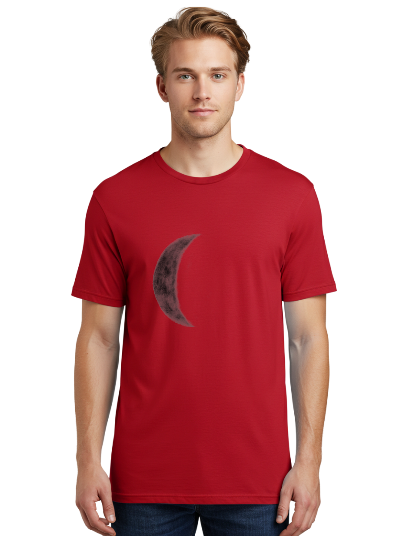 Crescent-Moon Men'S Graphic Tee, 100% Cotton, Comfortable Casual Summer Wear, Machine Washable, Crescent Moon, Lunar Phase, Moon Shape, Dark Moon, Night Sky, Celestial Body, Astronomy, Moonlight Aac298