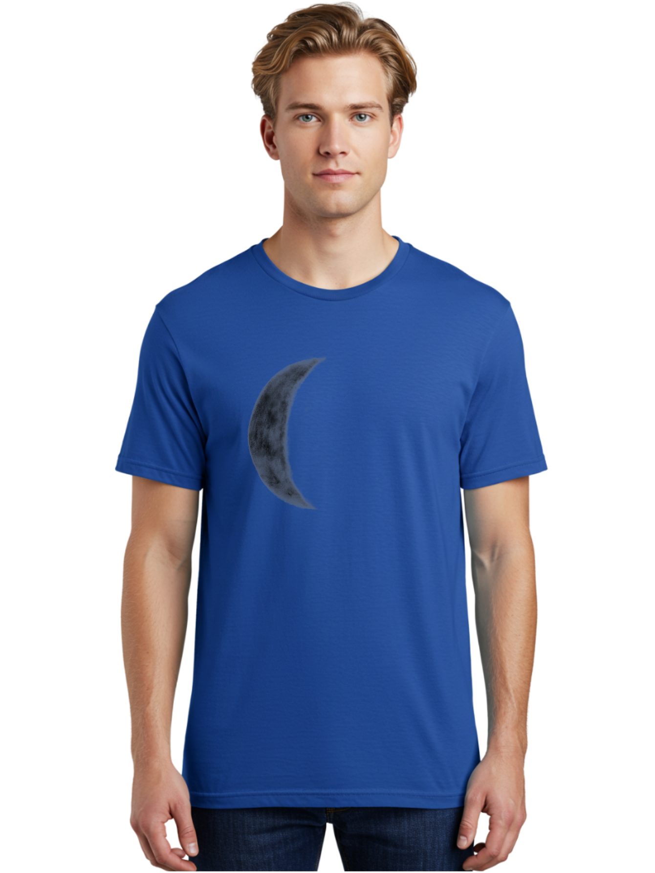 Crescent-Moon Men'S Graphic Tee, 100% Cotton, Comfortable Casual Summer Wear, Machine Washable, Crescent Moon, Lunar Phase, Moon Shape, Dark Moon, Night Sky, Celestial Body, Astronomy, Moonlight Aac298