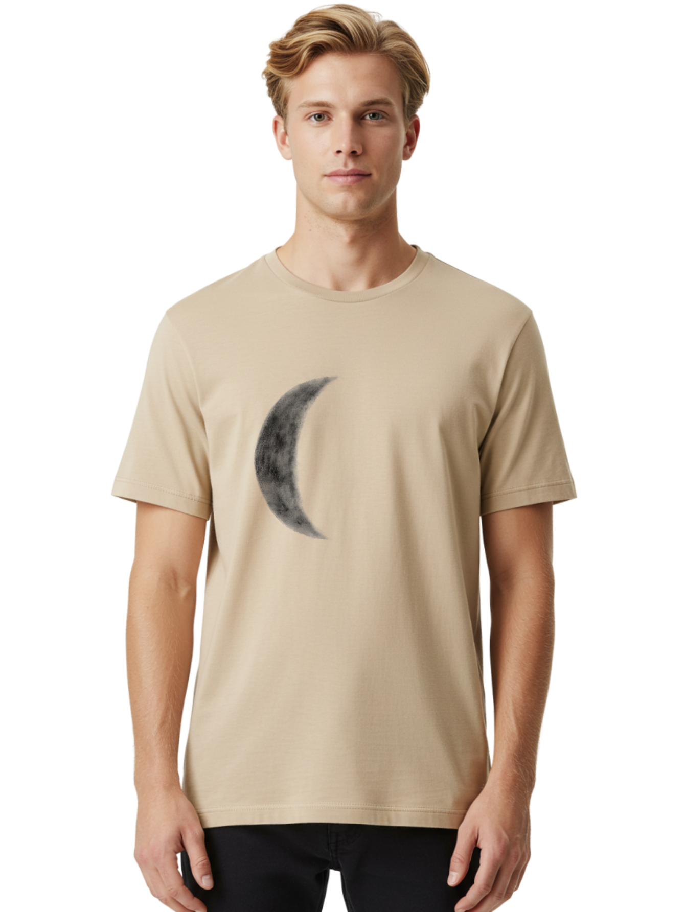Crescent-Moon Men'S Graphic Tee, 100% Cotton, Comfortable Casual Summer Wear, Machine Washable, Crescent Moon, Lunar Phase, Moon Shape, Dark Moon, Night Sky, Celestial Body, Astronomy, Moonlight Aac298