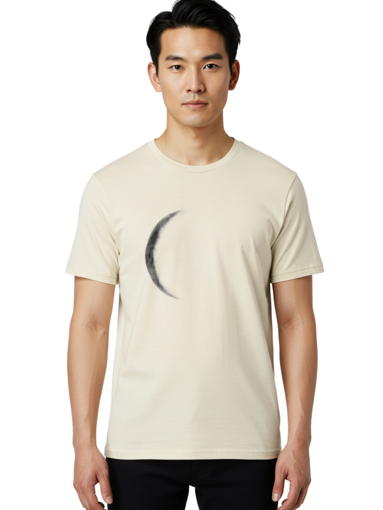 Crescent-Shape Men'S Graphic Tee, 100% Cotton, Comfortable Casual Summer Wear, Machine Washable, Lunar Eclipse, Crescent Moon, Night Sky, Astronomy, Celestial Body, Moon Phase, Space Aac299