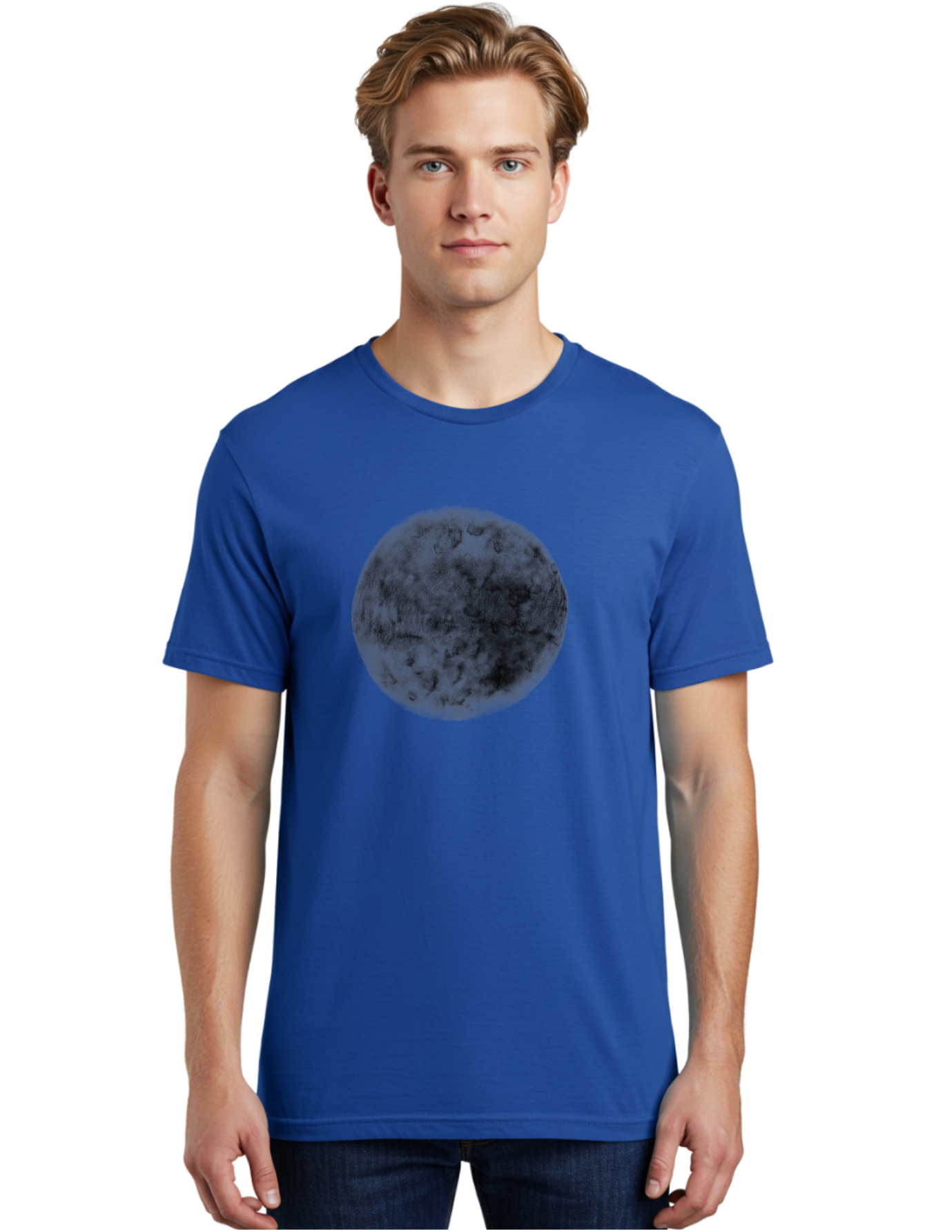 Dark-Green-Circle Men'S Graphic Tee, 100% Cotton, Comfortable Casual Summer Wear, Machine Washable, Dark Green Textured Circle, Mysterious Design, Abstract Pattern, Celestial Body, Textured Surface, Mysterious Atmosphere Aac301