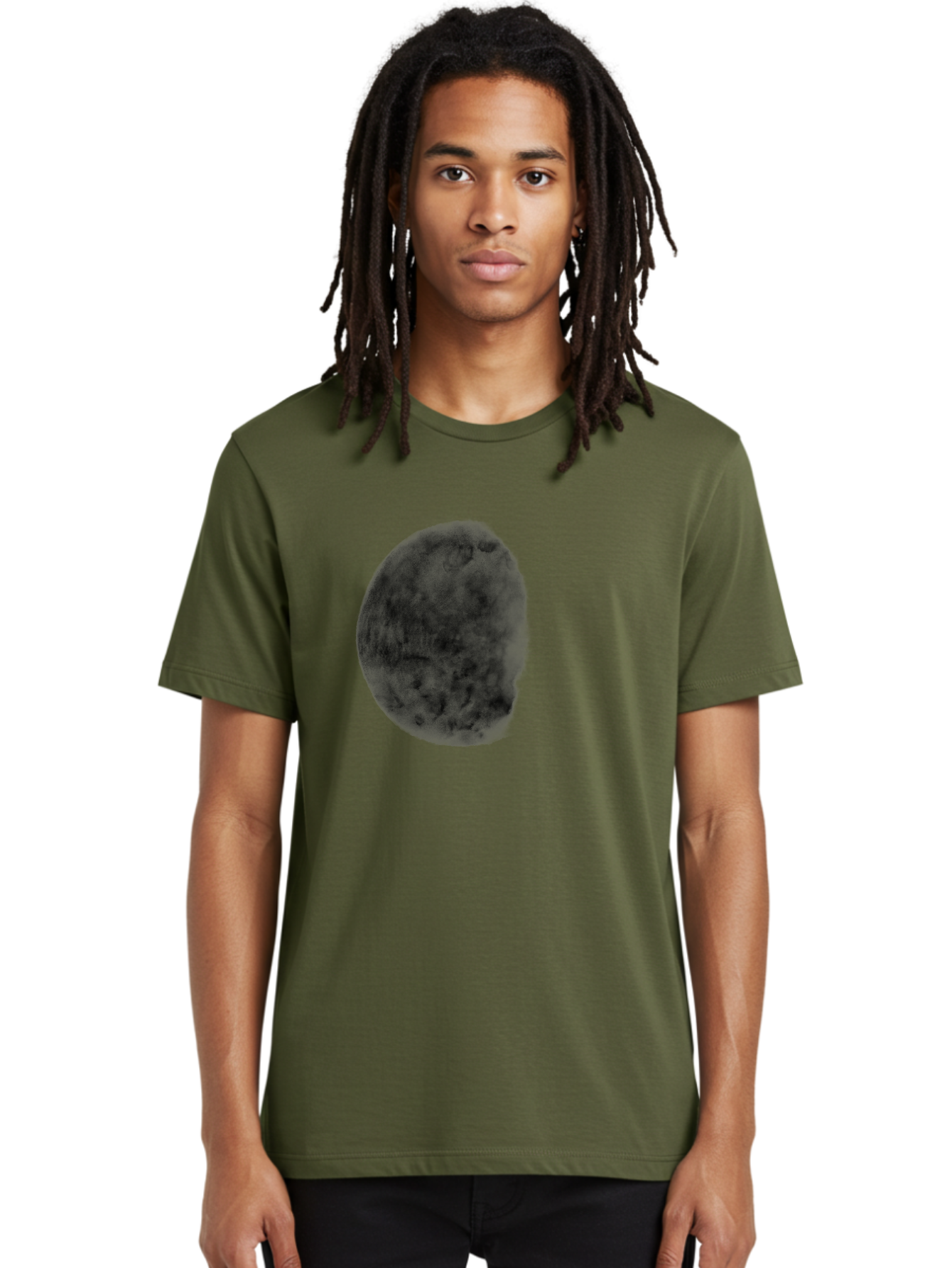 Dark-Orb Men'S Graphic Tee, 100% Cotton, Comfortable Casual Summer Wear, Machine Washable, Dark Green Sphere, Textured Surface, Mysterious Object, Abstract Design, Unique Visual Effect, 3D Rendering, Spherical Shape, Digital Art, Aac302