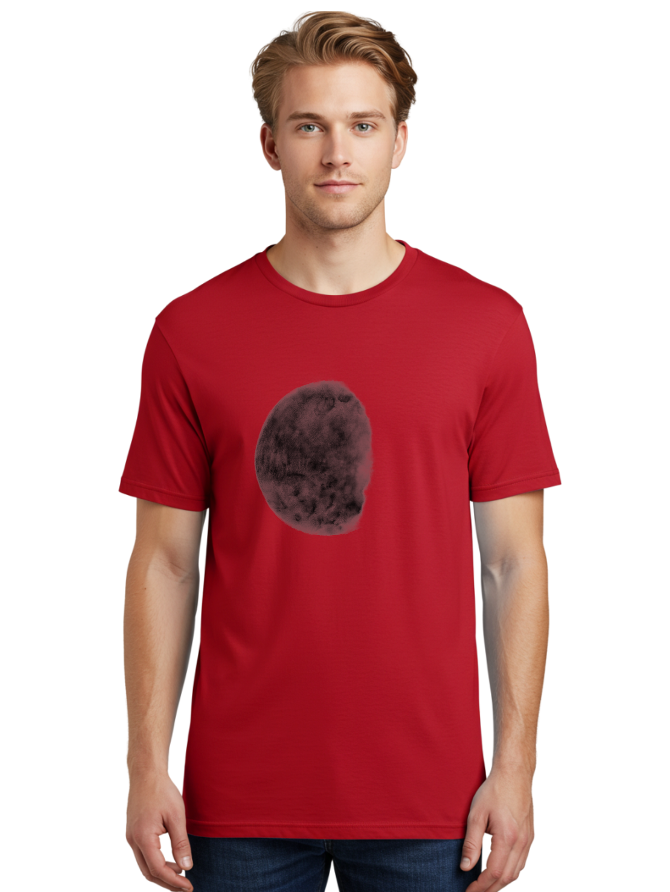 Dark-Orb Men'S Graphic Tee, 100% Cotton, Comfortable Casual Summer Wear, Machine Washable, Dark Green Sphere, Textured Surface, Mysterious Object, Abstract Design, Unique Visual Effect, 3D Rendering, Spherical Shape, Digital Art, Aac302