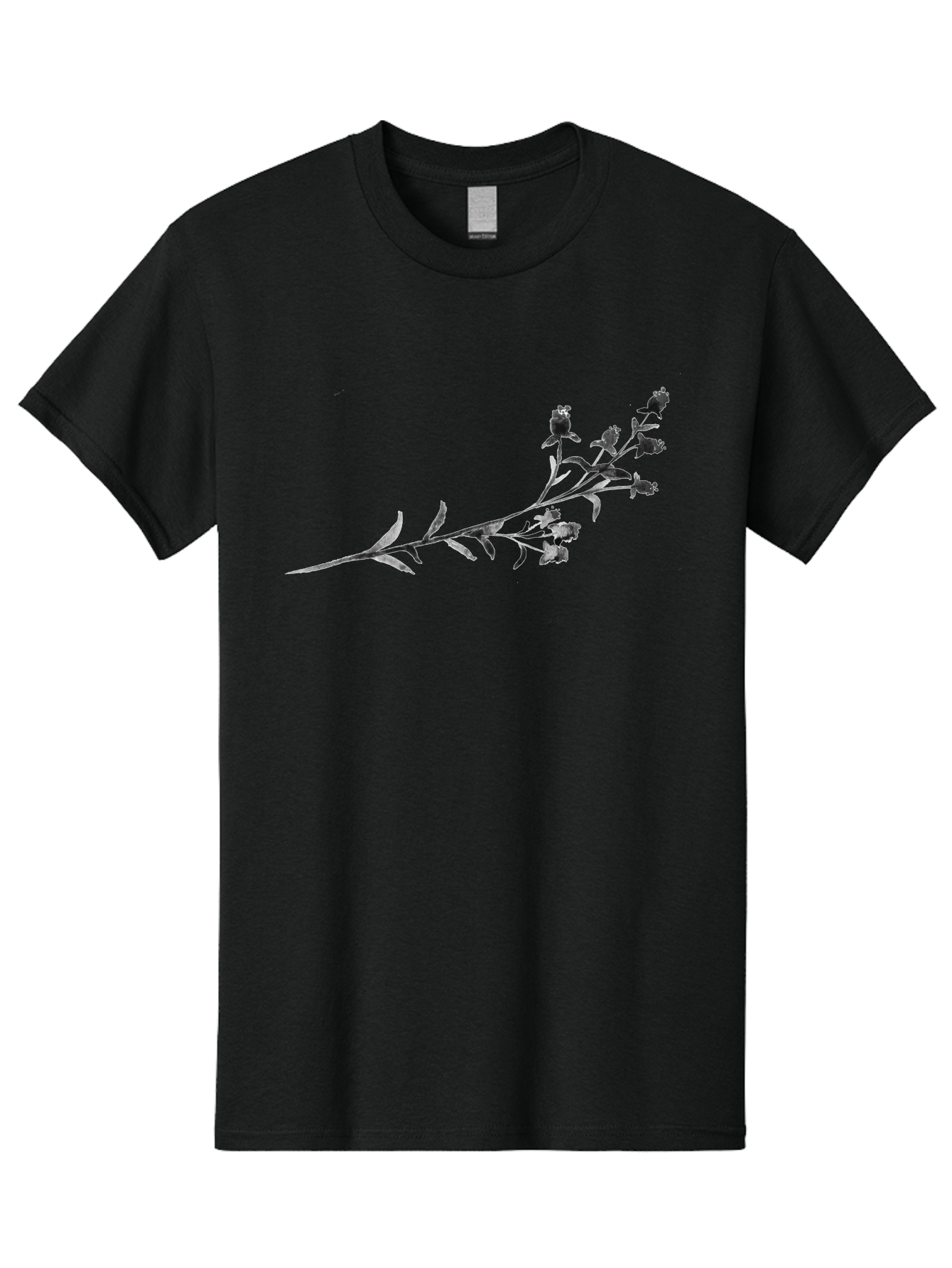 Delicate-Lavender-Sprig Men'S Graphic Tee, 100% Cotton, Comfortable Casual Summer Wear, Machine Washable, Delicate Flowers, Slender Stem, Botanical Illustration, Floral Design, Purple Blooms, Leafy Foliage, Artistic Rendering, Digital Art Aac303