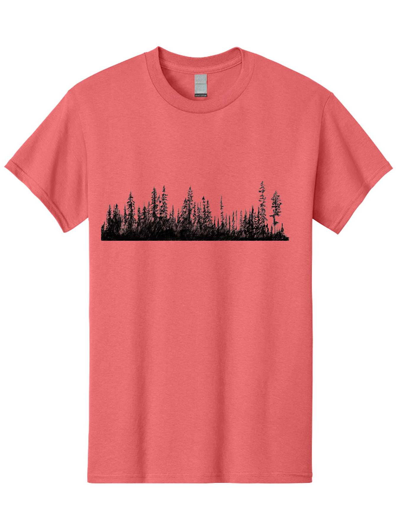 Evergreen-Silhouettes Men'S Graphic Tee, 100% Cotton, Comfortable Casual Summer Wear, Machine Washable, Silhouetted Trees, Evergreen Forest, Pine Tree Landscape, Dark Foliage, Mysterious Ambiance, Scenic Edge, Nature Illustration, Forest Scene Aac305