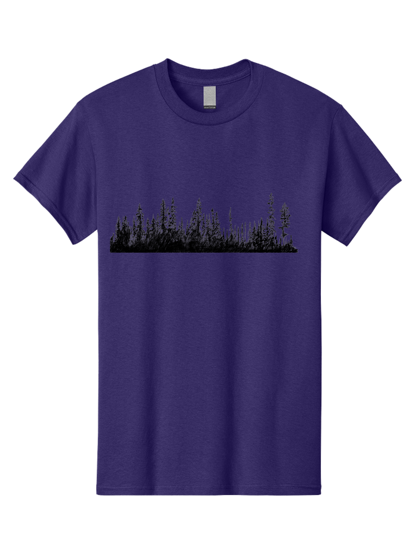 Evergreen-Silhouettes Men'S Graphic Tee, 100% Cotton, Comfortable Casual Summer Wear, Machine Washable, Silhouetted Trees, Evergreen Forest, Pine Tree Landscape, Dark Foliage, Mysterious Ambiance, Scenic Edge, Nature Illustration, Forest Scene Aac305