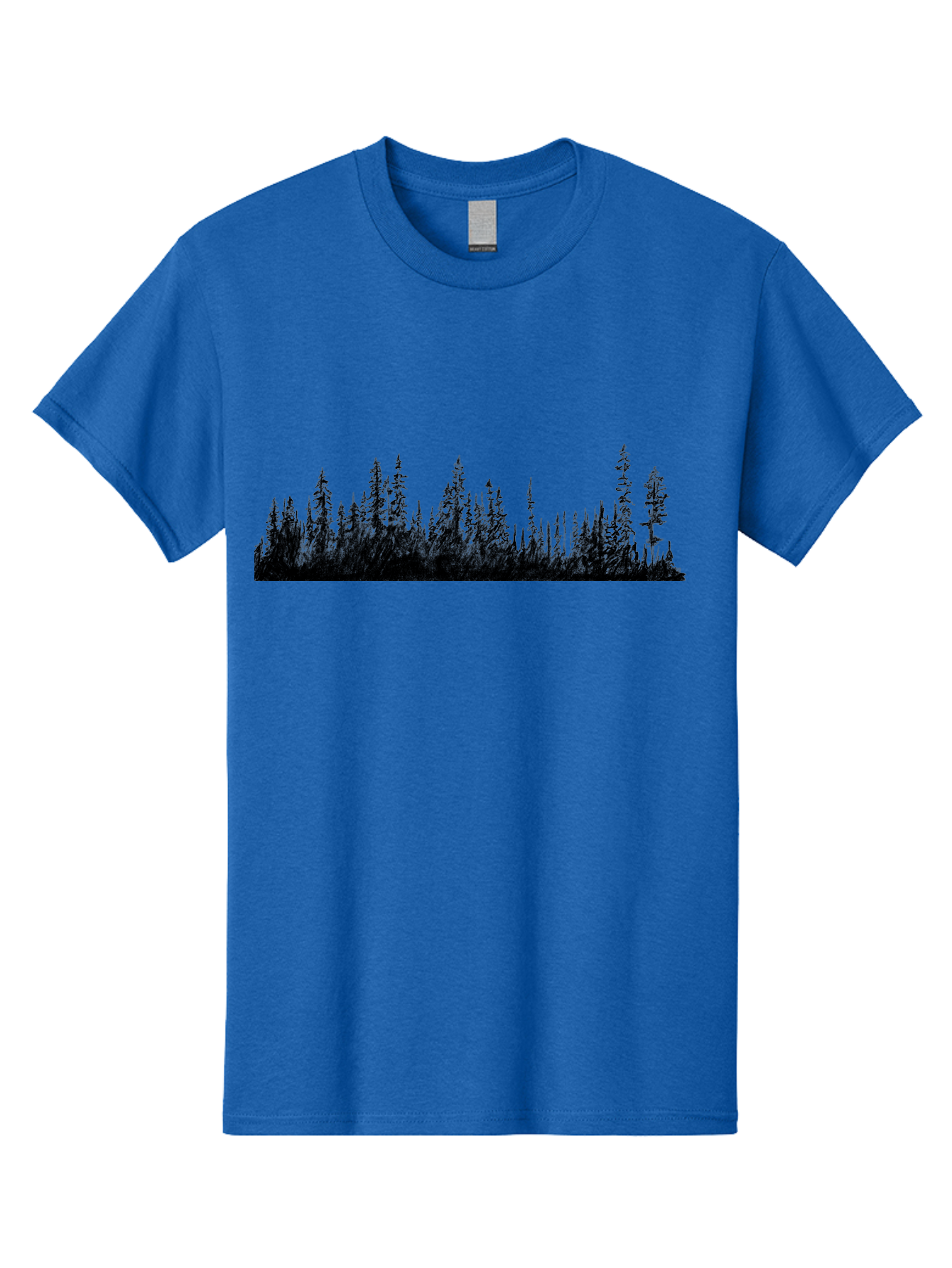 Evergreen-Silhouettes Men'S Graphic Tee, 100% Cotton, Comfortable Casual Summer Wear, Machine Washable, Silhouetted Trees, Evergreen Forest, Pine Tree Landscape, Dark Foliage, Mysterious Ambiance, Scenic Edge, Nature Illustration, Forest Scene Aac305