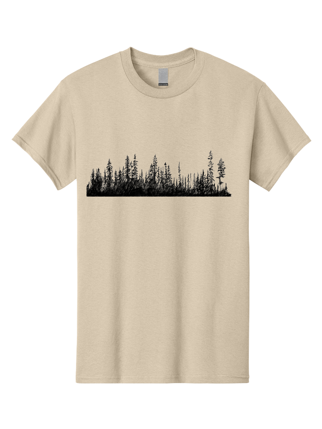 Evergreen-Silhouettes Men'S Graphic Tee, 100% Cotton, Comfortable Casual Summer Wear, Machine Washable, Silhouetted Trees, Evergreen Forest, Pine Tree Landscape, Dark Foliage, Mysterious Ambiance, Scenic Edge, Nature Illustration, Forest Scene Aac305