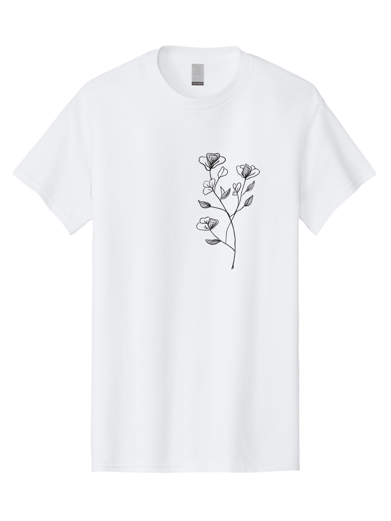 Flowers Men'S Graphic Tee, 100% Cotton, Comfortable Casual Summer Wear, Machine Washable, Simple Flowers, Line Art, Minimalist Design, Botanical Illustration, Delicate Petals, Elegant Stem, Artistic Expression, Floral Art Aac313
