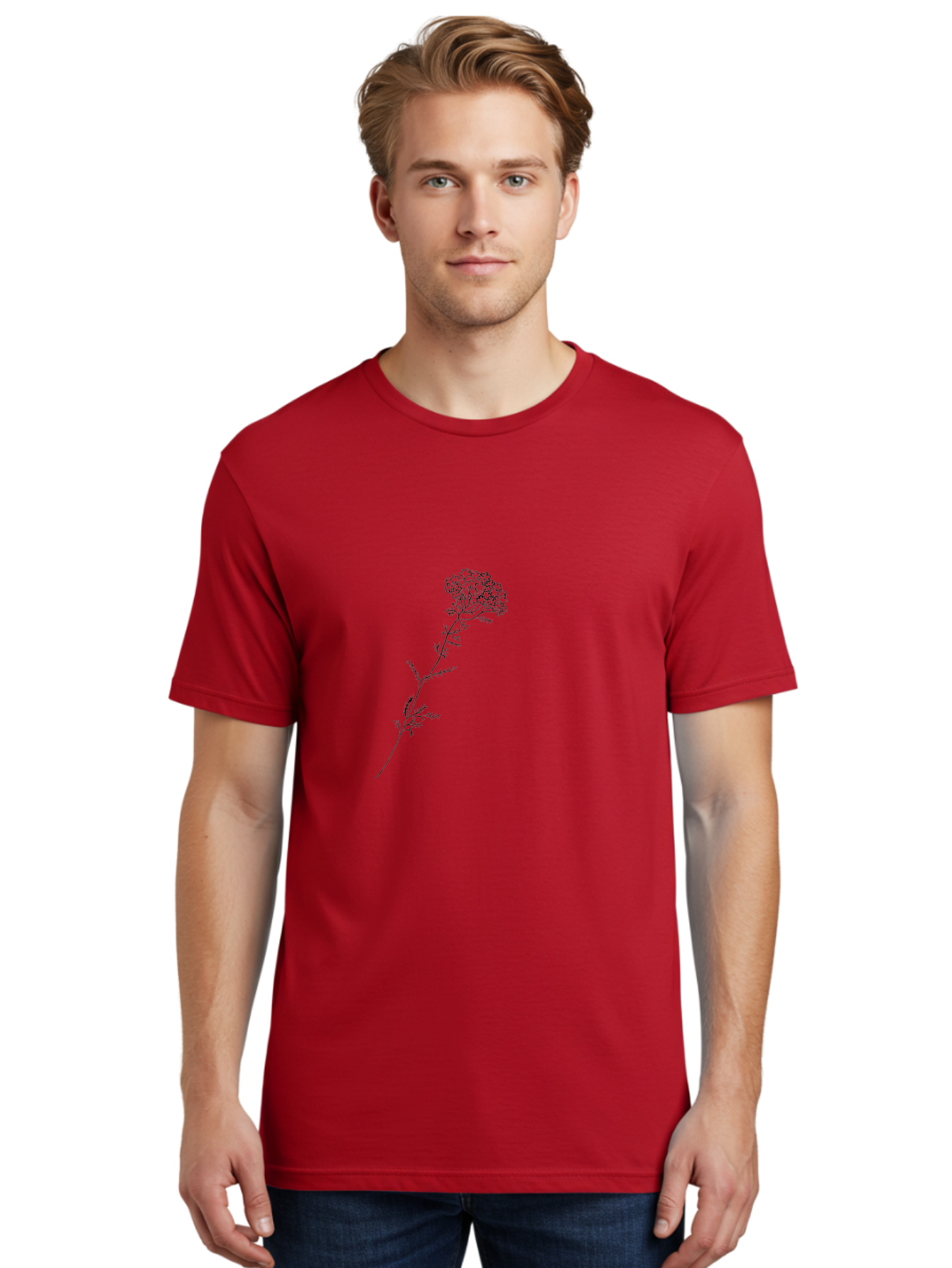 Hemlock Men'S Graphic Tee, 100% Cotton, Comfortable Casual Summer Wear, Machine Washable, Queen Anne'S Lace, Wildflower, Delicate Petals, Intricate Details, Simple Line Art, Minimalist Design, Floral Motif, Whimsical Style, Elegant Simplicity Aac326