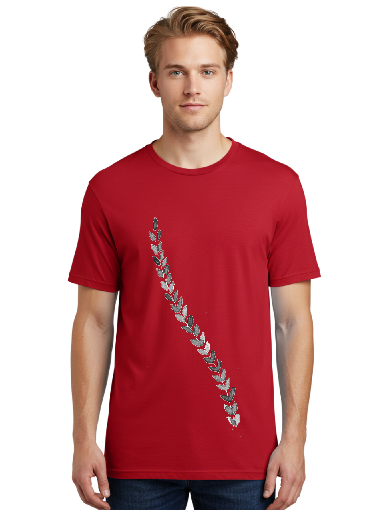 Leaves Men'S Graphic Tee, 100% Cotton, Comfortable Casual Summer Wear, Machine Washable, Laurel Wreath, Leafy Garland, Purple Leaves, Digital Illustration, Graphic Design, Symbol Of Honor, Award Decoration, Vintage Style Aac332