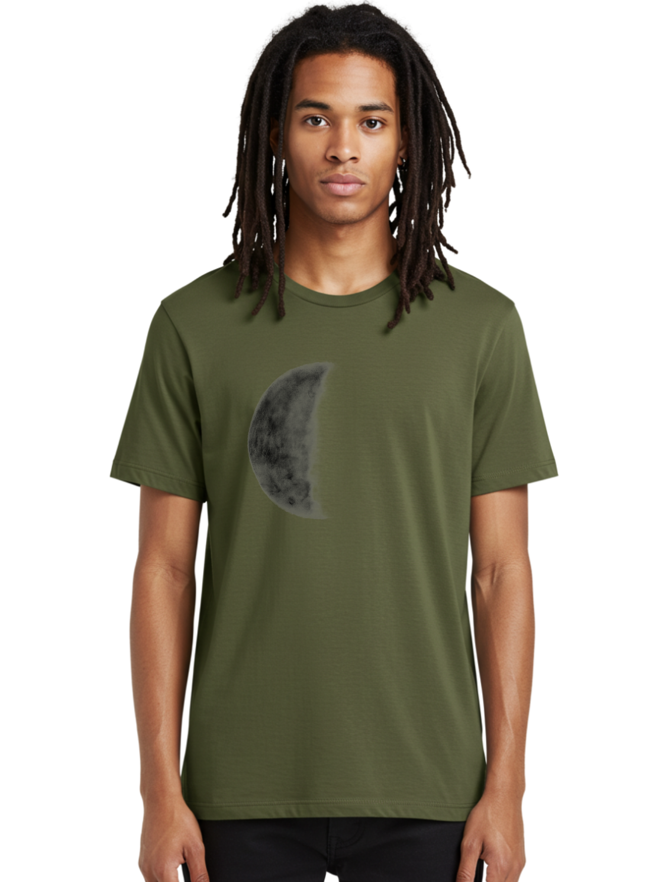 Moon Men'S Graphic Tee, 100% Cotton, Comfortable Casual Summer Wear, Machine Washable, Moon Phase, Lunar Cycle, Half Moon, Moon Surface, Dark Craters, Lunar Texture, Celestial Body, Space Imagery, Astronomy Aac337