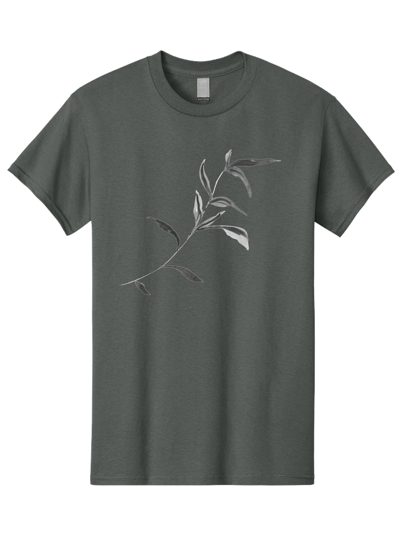 Olive-Branch Men'S Graphic Tee, 100% Cotton, Comfortable Casual Summer Wear, Machine Washable, Black And White Leaves, Foliage, Botanical Illustration, Leafy Branch, Simple Design, Minimalist Art, Plant Graphics Aac340