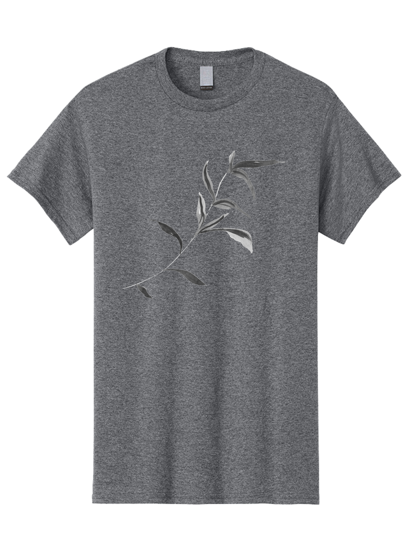 Olive-Branch Men'S Graphic Tee, 100% Cotton, Comfortable Casual Summer Wear, Machine Washable, Black And White Leaves, Foliage, Botanical Illustration, Leafy Branch, Simple Design, Minimalist Art, Plant Graphics Aac340