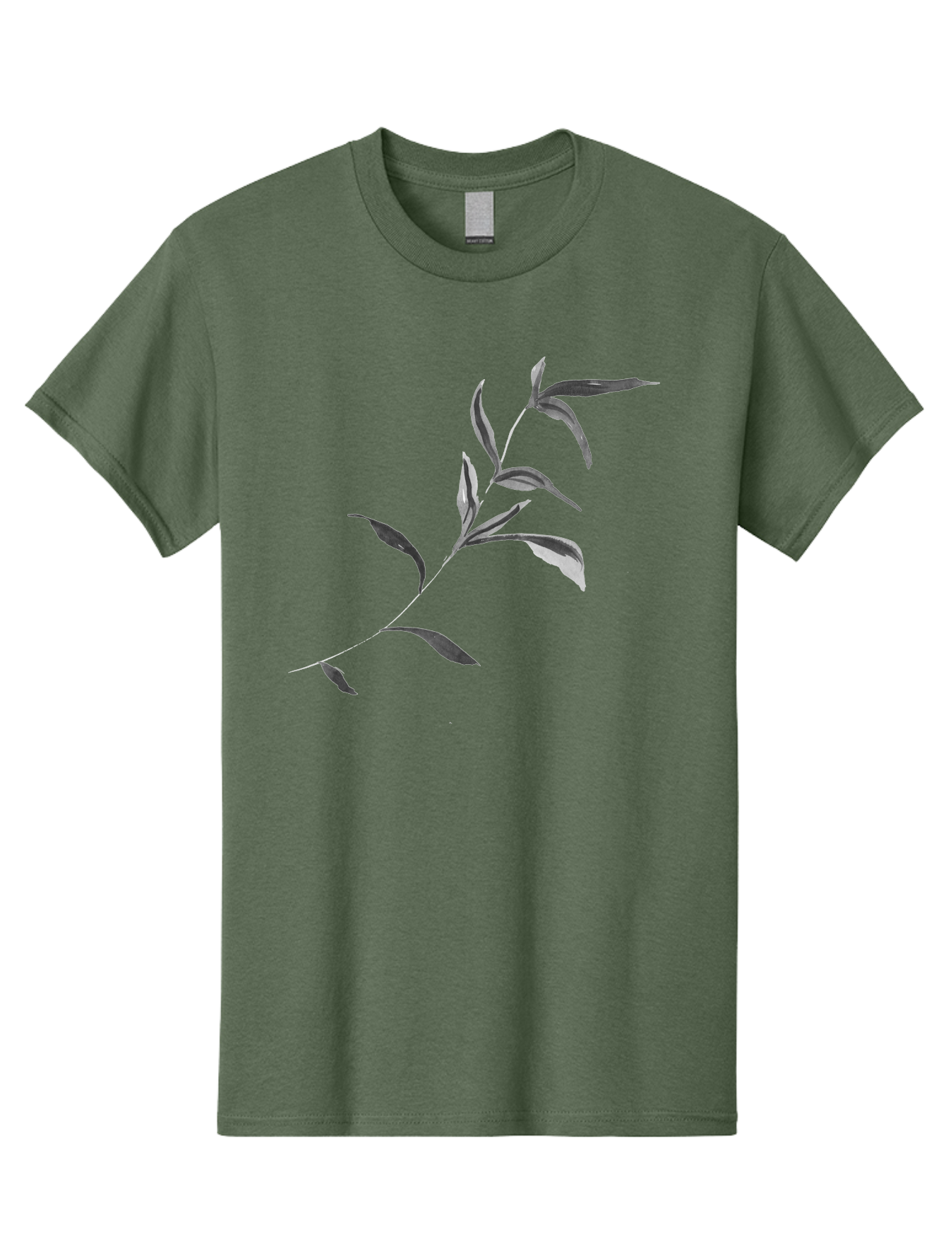 Olive-Branch Men'S Graphic Tee, 100% Cotton, Comfortable Casual Summer Wear, Machine Washable, Black And White Leaves, Foliage, Botanical Illustration, Leafy Branch, Simple Design, Minimalist Art, Plant Graphics Aac340