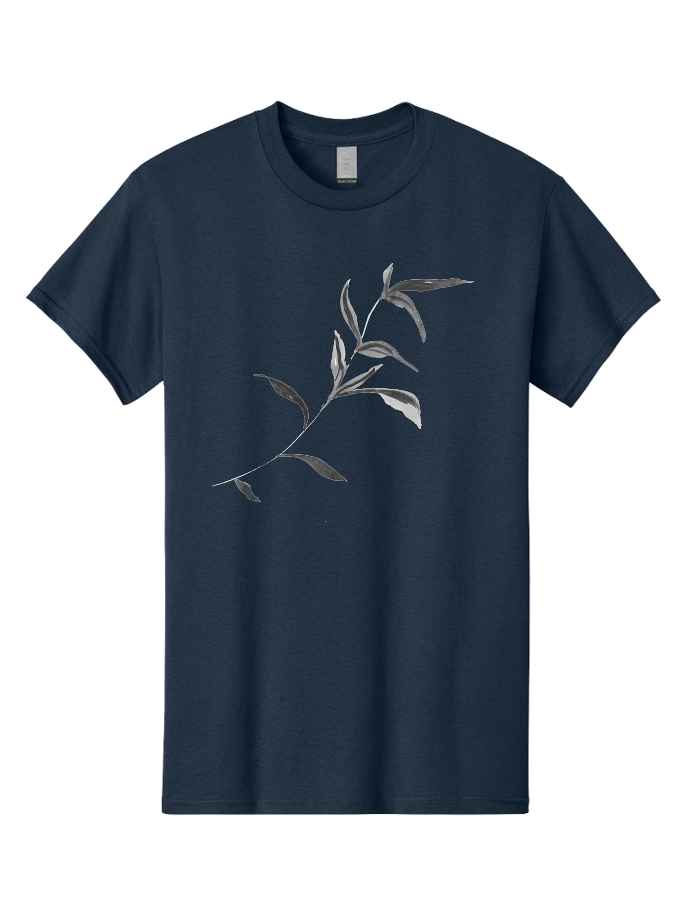 Olive-Branch Men'S Graphic Tee, 100% Cotton, Comfortable Casual Summer Wear, Machine Washable, Black And White Leaves, Foliage, Botanical Illustration, Leafy Branch, Simple Design, Minimalist Art, Plant Graphics Aac340