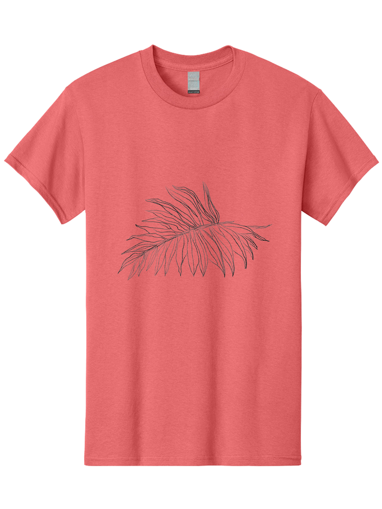 Palm-Leaf Men'S Graphic Tee, 100% Cotton, Comfortable Casual Summer Wear, Machine Washable, Hand Drawn Art, Simple Line Art, Palm Frond, Minimalist Design, Tropical Elements, Leafy Motif Aac342
