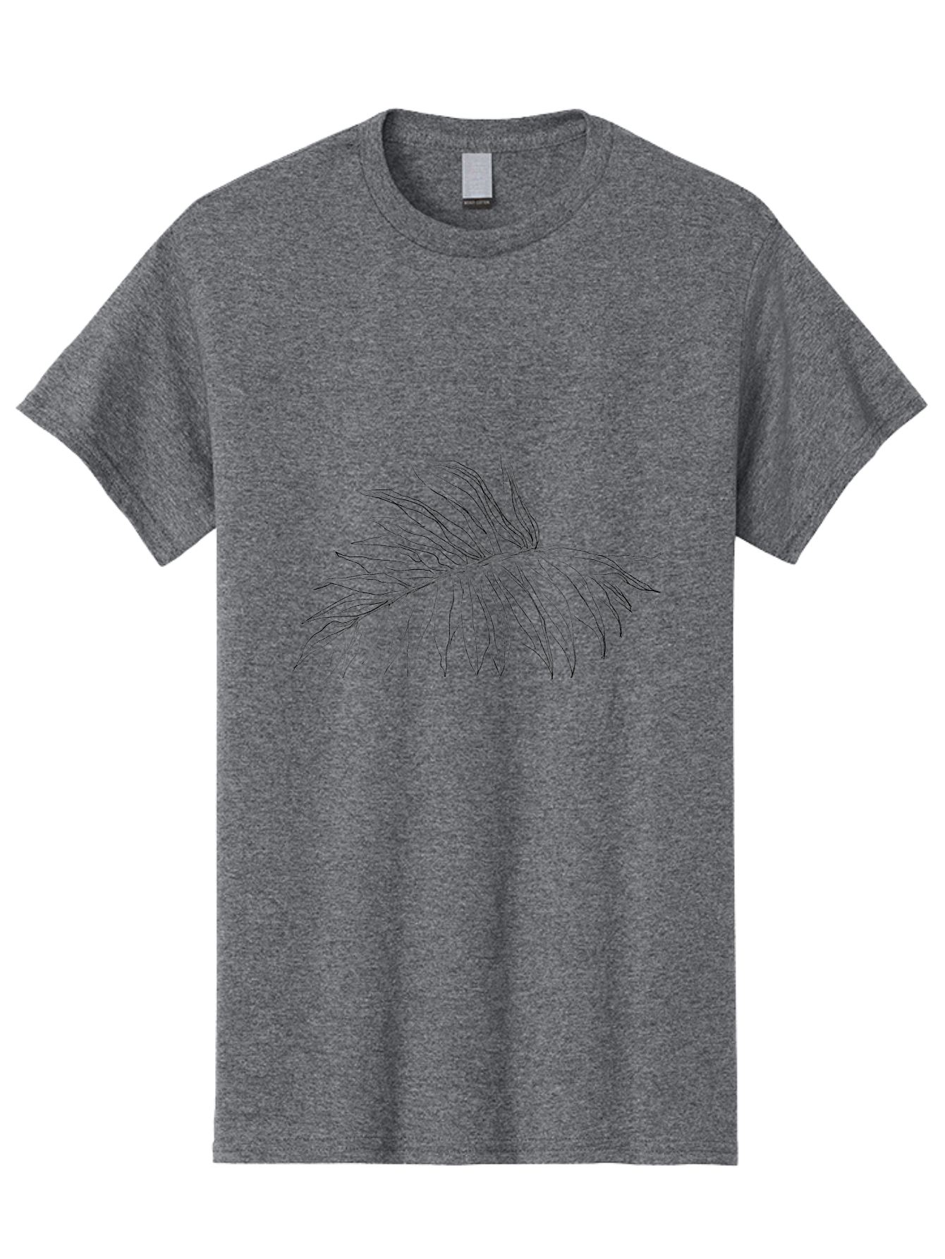 Palm-Leaf Men'S Graphic Tee, 100% Cotton, Comfortable Casual Summer Wear, Machine Washable, Hand Drawn Art, Simple Line Art, Palm Frond, Minimalist Design, Tropical Elements, Leafy Motif Aac342