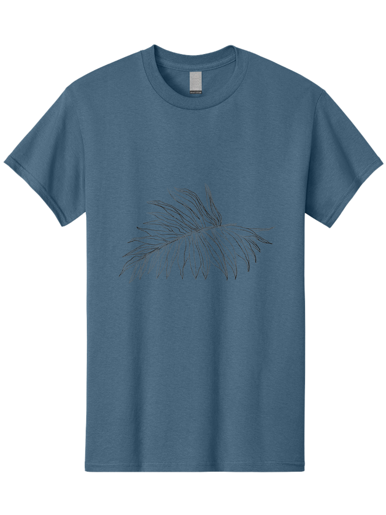 Palm-Leaf Men'S Graphic Tee, 100% Cotton, Comfortable Casual Summer Wear, Machine Washable, Hand Drawn Art, Simple Line Art, Palm Frond, Minimalist Design, Tropical Elements, Leafy Motif Aac342