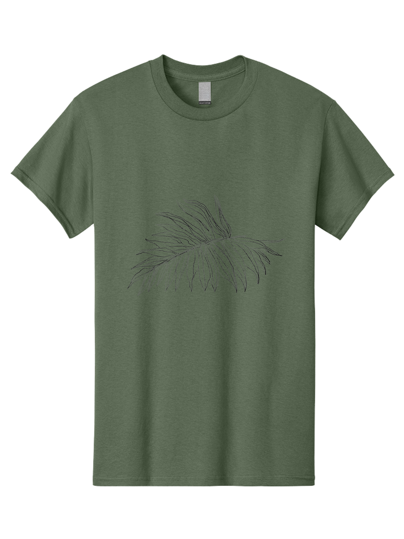 Palm-Leaf Men'S Graphic Tee, 100% Cotton, Comfortable Casual Summer Wear, Machine Washable, Hand Drawn Art, Simple Line Art, Palm Frond, Minimalist Design, Tropical Elements, Leafy Motif Aac342