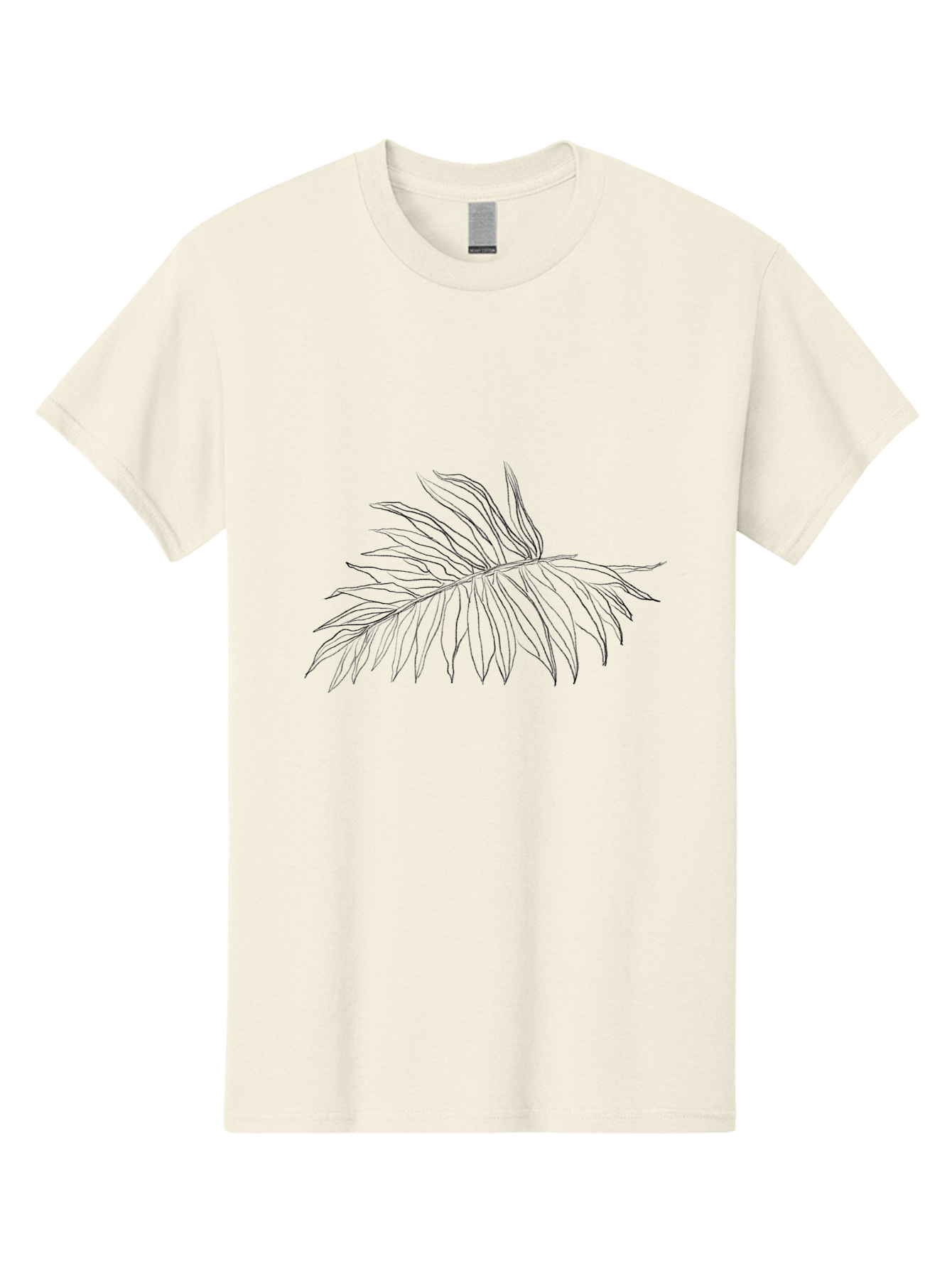 Palm-Leaf Men'S Graphic Tee, 100% Cotton, Comfortable Casual Summer Wear, Machine Washable, Hand Drawn Art, Simple Line Art, Palm Frond, Minimalist Design, Tropical Elements, Leafy Motif Aac342