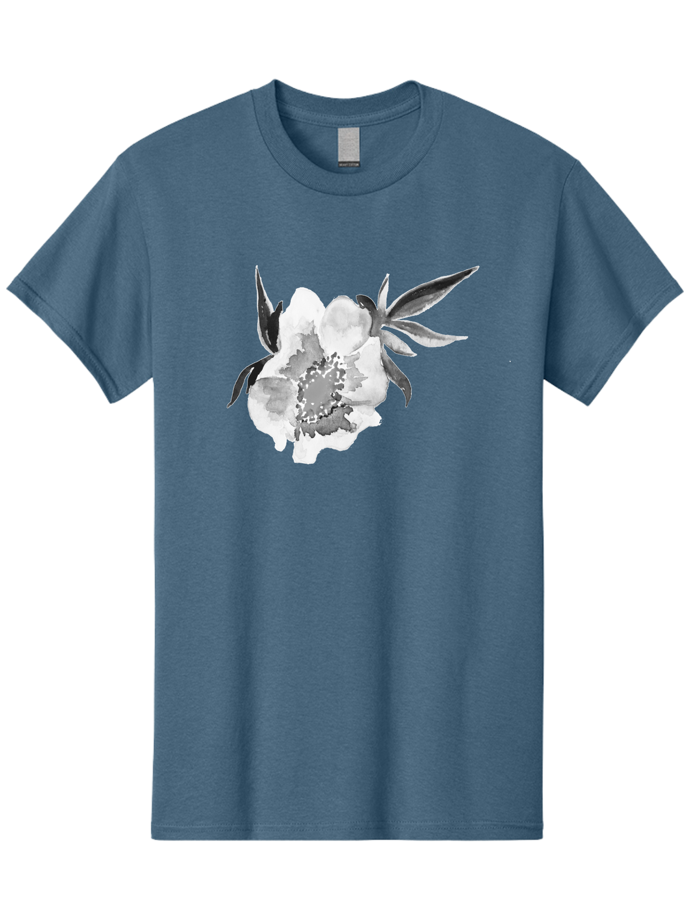 Peony-Flower Men'S Graphic Tee, 100% Cotton, Comfortable Casual Summer Wear, Machine Washable, Black And White Peony, Watercolor Painting, Flower Illustration, Artistic Design, Botanical Art, Grayscale Flowers, Delicate Petals, Floral Pattern Aac343