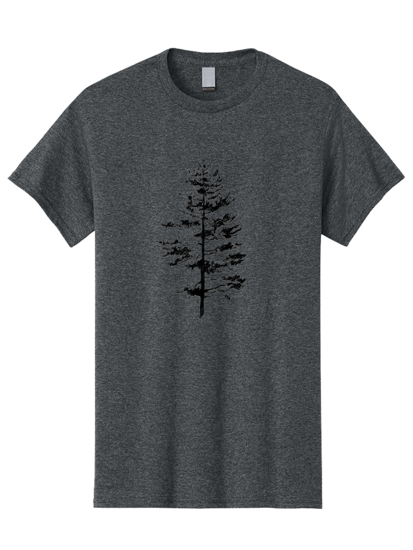 Pine-Tree-Silhouette Men'S Graphic Tee, 100% Cotton, Comfortable Casual Summer Wear, Machine Washable, Pine Tree Silhouette, Evergreen Tree, Tree Branches, Minimalist Design, Simple Graphics, Nature-Inspired Art, Graphic Design Elements, Aac344