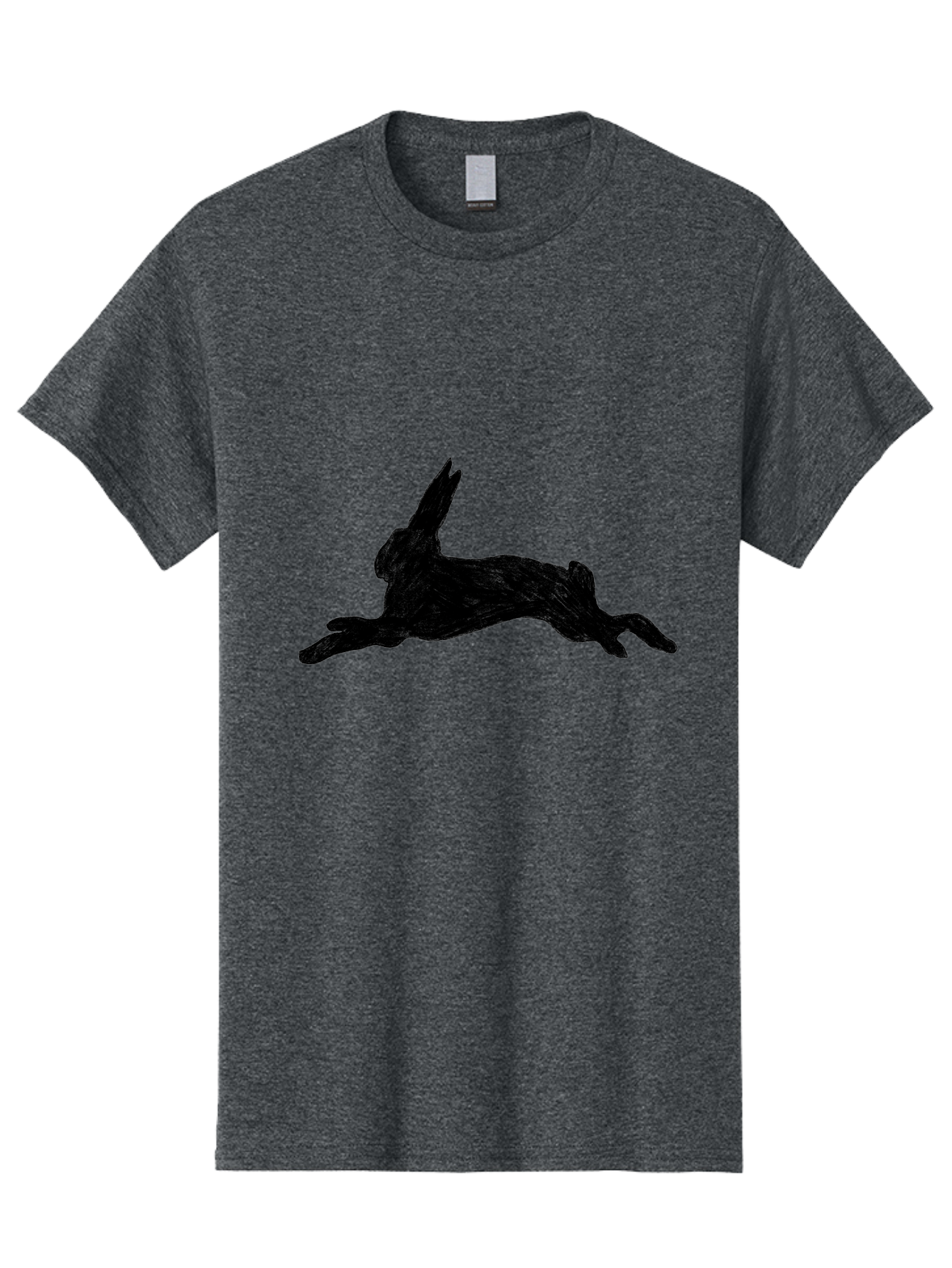 Running-Rabbit Men'S Graphic Tee, 100% Cotton, Comfortable Casual Summer Wear, Machine Washable, Leaping Rabbit, Dynamic Pose, Energetic Movement, Black Silhouette, Simple Design, Minimalist Art, Wildlife Silhouette Aac347