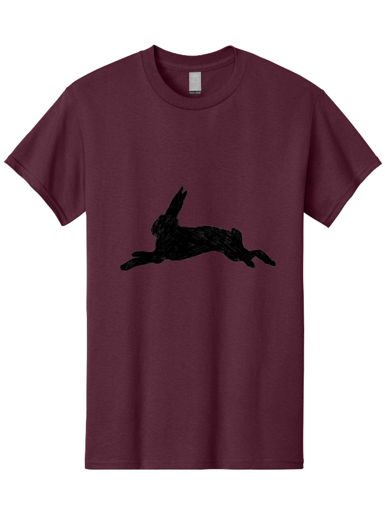 Running-Rabbit Men'S Graphic Tee, 100% Cotton, Comfortable Casual Summer Wear, Machine Washable, Leaping Rabbit, Dynamic Pose, Energetic Movement, Black Silhouette, Simple Design, Minimalist Art, Wildlife Silhouette Aac347