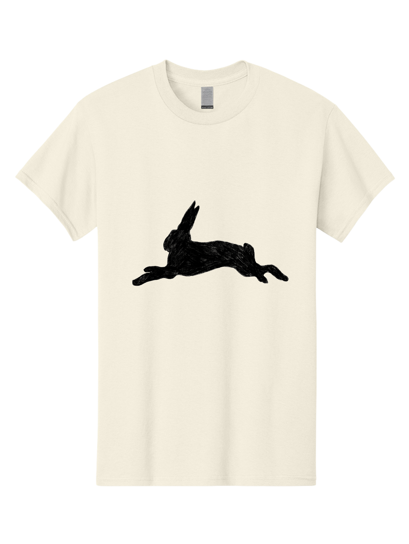Running-Rabbit Men'S Graphic Tee, 100% Cotton, Comfortable Casual Summer Wear, Machine Washable, Leaping Rabbit, Dynamic Pose, Energetic Movement, Black Silhouette, Simple Design, Minimalist Art, Wildlife Silhouette Aac347