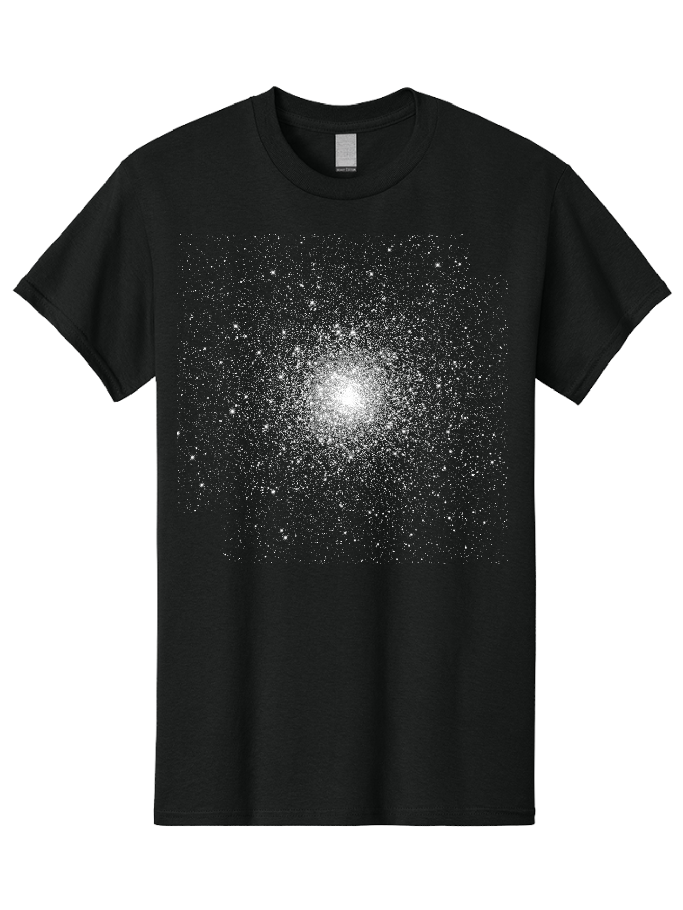 Star-Burst Men'S Graphic Tee, 100% Cotton, Comfortable Casual Summer Wear, Machine Washable, White Speckles, Burst Effect, Abstract Design, Light Particles, Glowing Center, Visual Effect, Motion Blur, Sparkling Dots Aac352