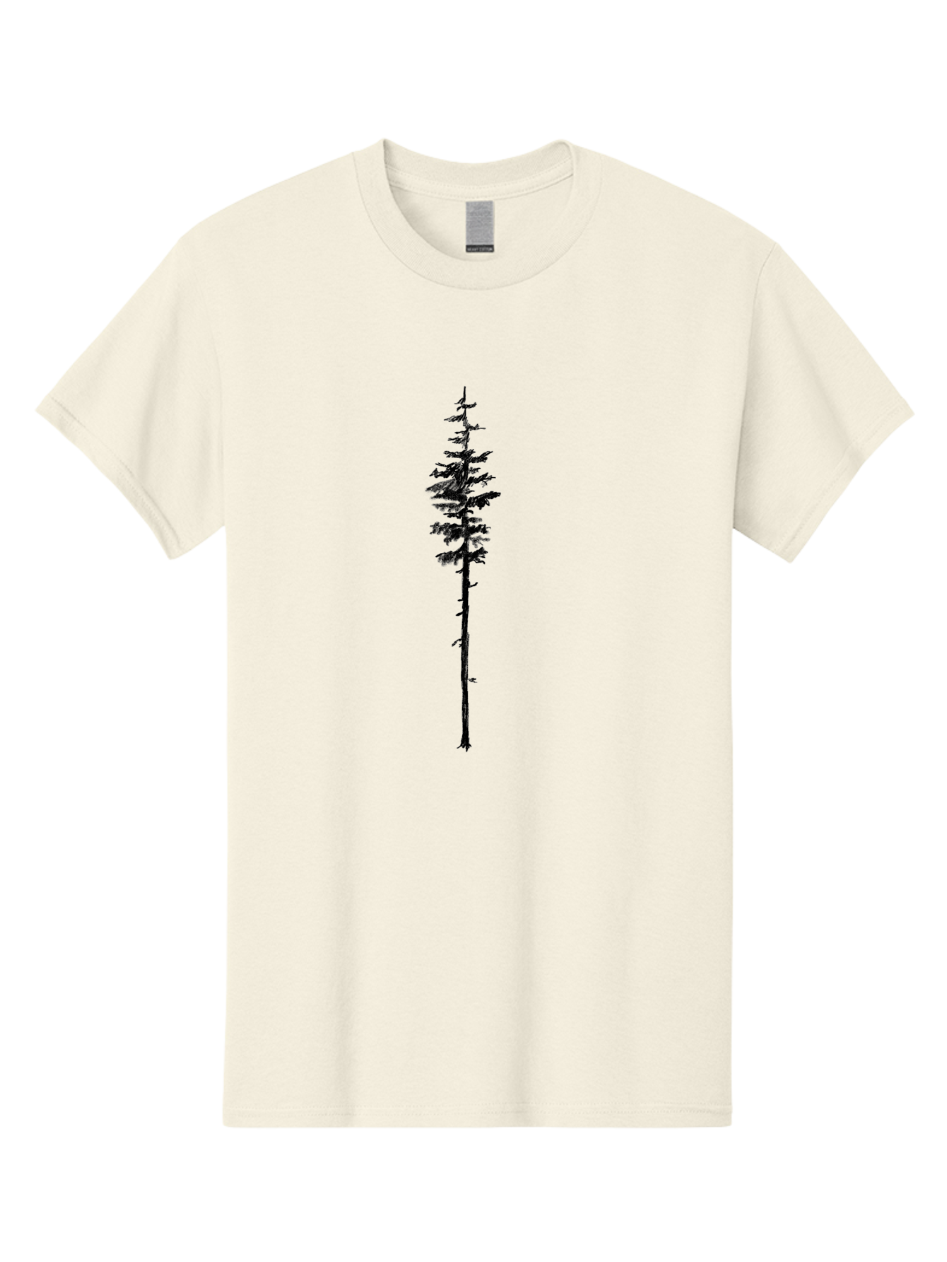 Tree-Silhouette Men'S Graphic Tee, 100% Cotton, Comfortable Casual Summer Wear, Machine Washable, Simple Tree Silhouette, Minimalist Design, Tree Branches, Leafy Top, Slender Trunk, Graphic Element, Natural Shape, Isolated Shape Aac355