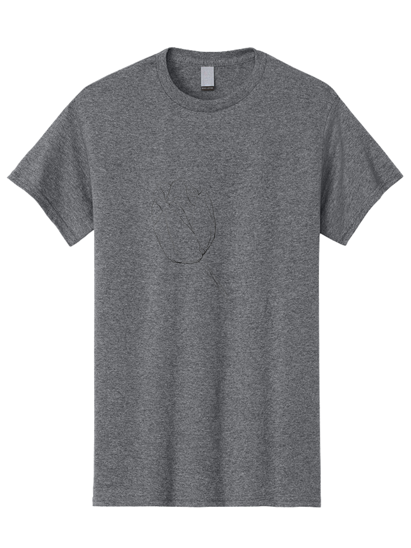 Tulip-Sketch Men'S Graphic Tee, 100% Cotton, Comfortable Casual Summer Wear, Machine Washable, Simple Line Art, Tulip Illustration, Minimalist Design, Floral Sketch, Elegant Outline, Spring Flower Aac356