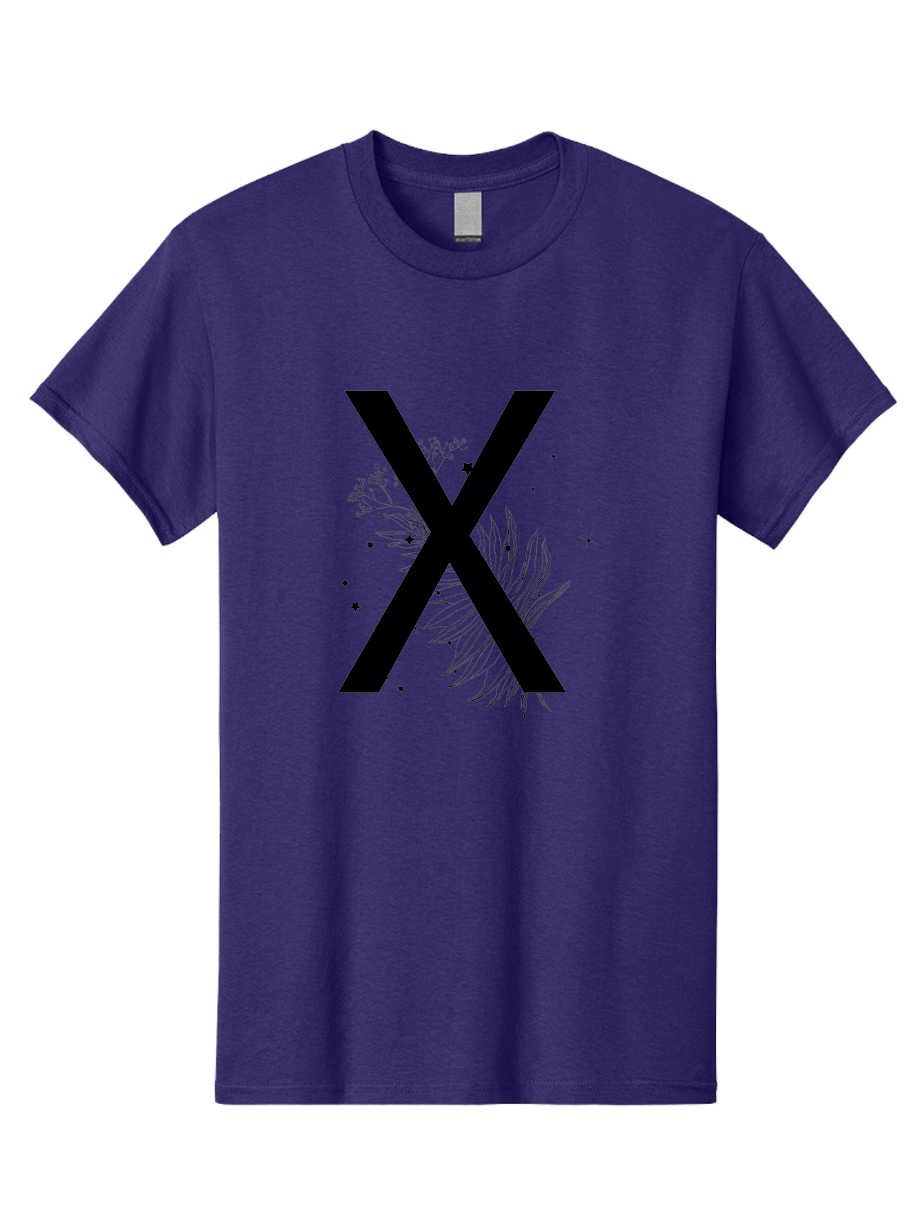 X Men'S Graphic Tee, 100% Cotton, Comfortable Casual Summer Wear, Machine Washable, Bold X Symbol, Floral Design, Black Ink Splatter, Creative Typography, Modern Art, Decorative Lettering, Abstract Illustration Aac365