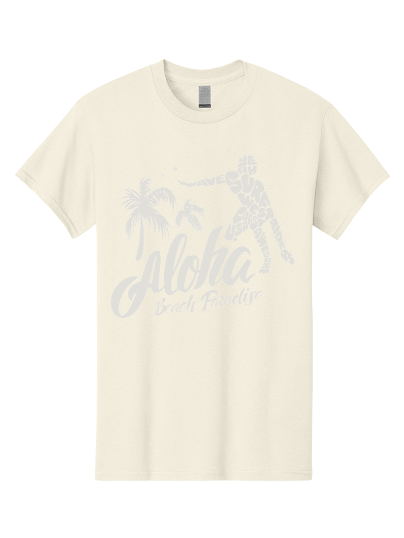 Aloha-Beach-Paradise Men'S Graphic Tee, 100% Cotton, Comfortable Casual Summer Wear, Machine Washable, Surfer Silhouette, Tropical Getaway, Beach Vacation, Surfing Culture, Wave Riding, Aloha Spirit, Island Vibes, Palm Trees, Beach Paradise, Aac368