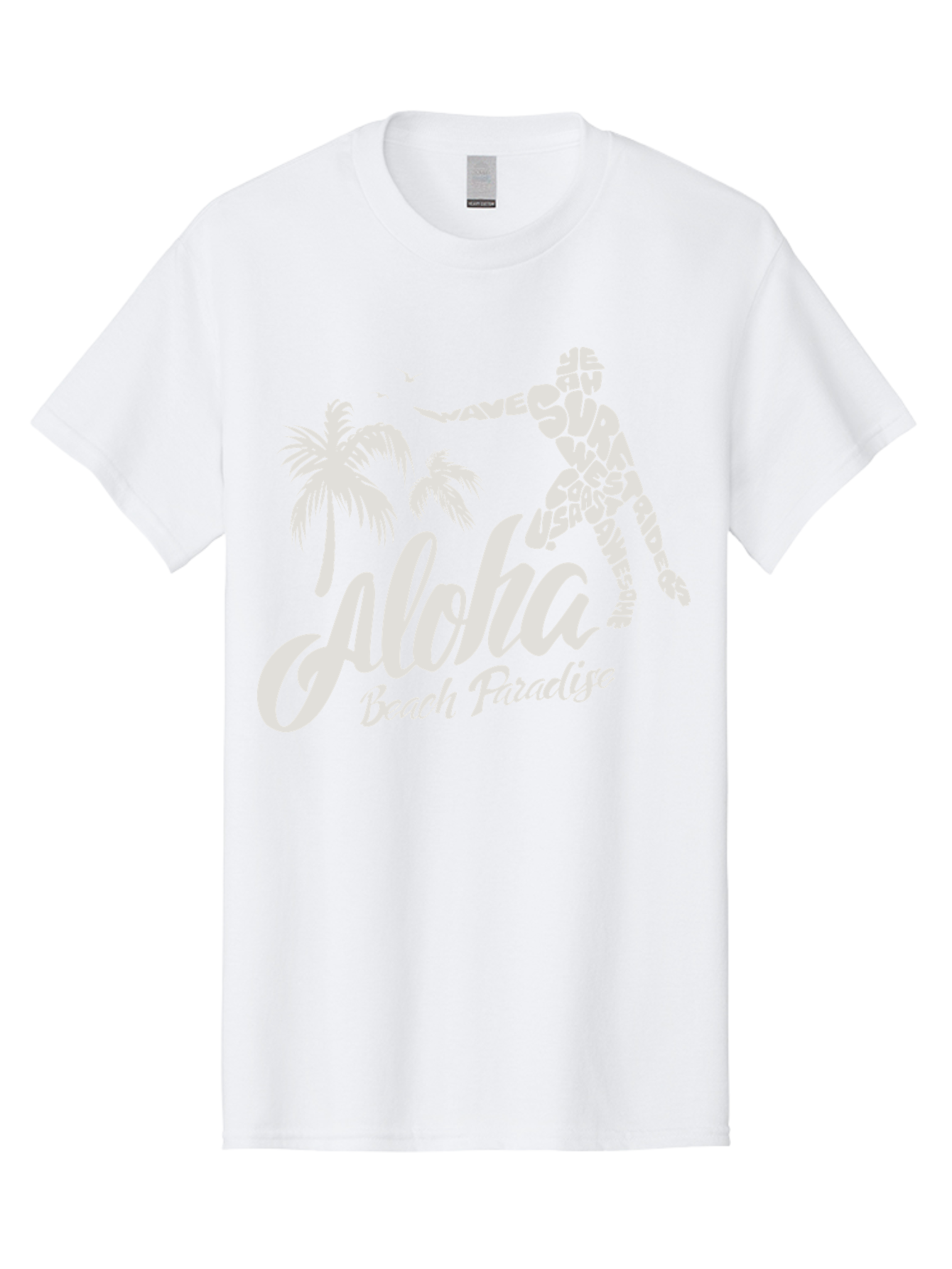 Aloha-Beach-Paradise Men'S Graphic Tee, 100% Cotton, Comfortable Casual Summer Wear, Machine Washable, Surfer Silhouette, Tropical Getaway, Beach Vacation, Surfing Culture, Wave Riding, Aloha Spirit, Island Vibes, Palm Trees, Beach Paradise, Aac368