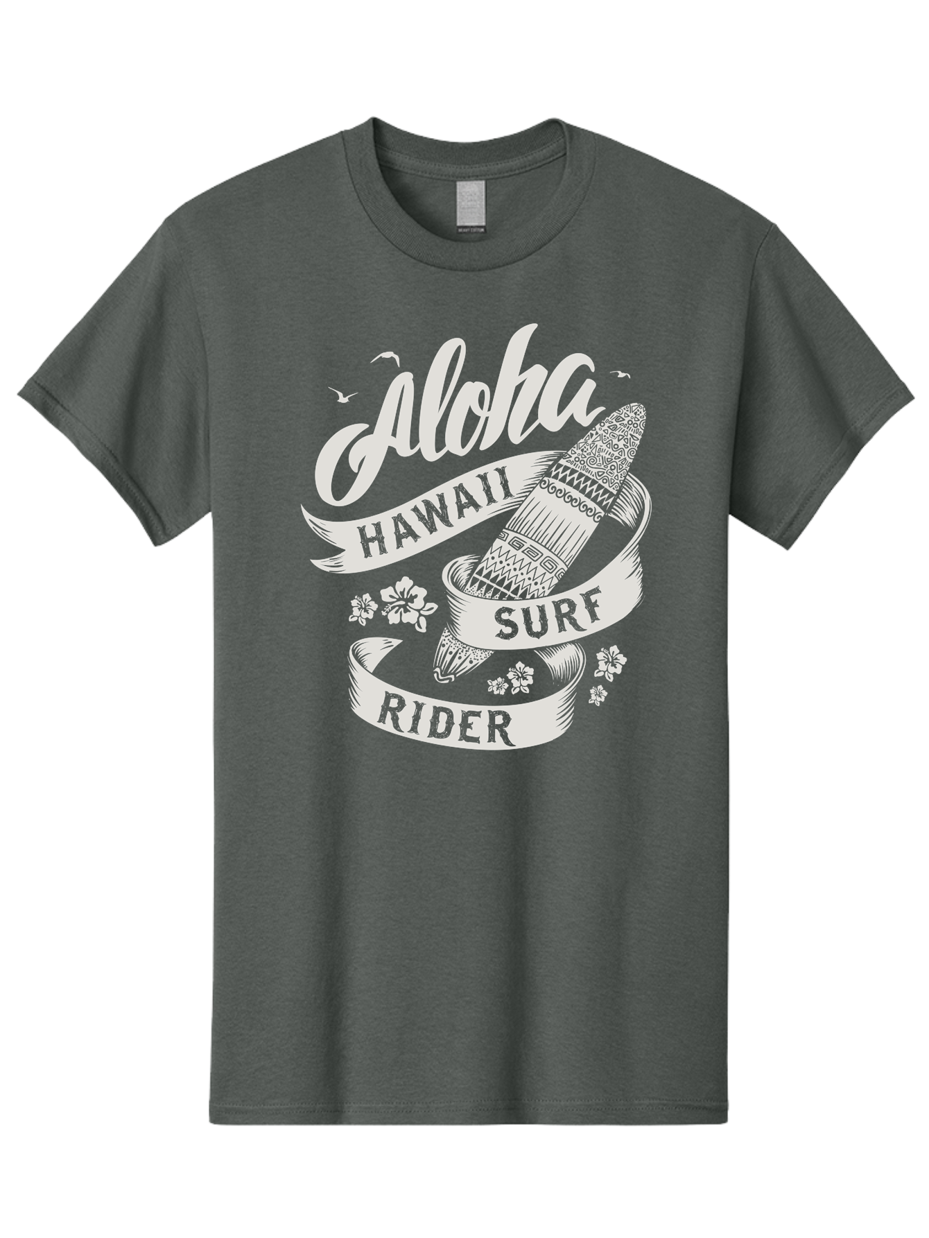 Aloha-Hawaii-Surf-Rider Men'S Graphic Tee, 100% Cotton, Comfortable Casual Summer Wear, Machine Washable, Surfboard Graphic, Hawaii Surf Culture, Aloha Spirit, Surfer Lifestyle, Tropical Vibes, Beachy Keiki, Surfing Adventure, Aac369