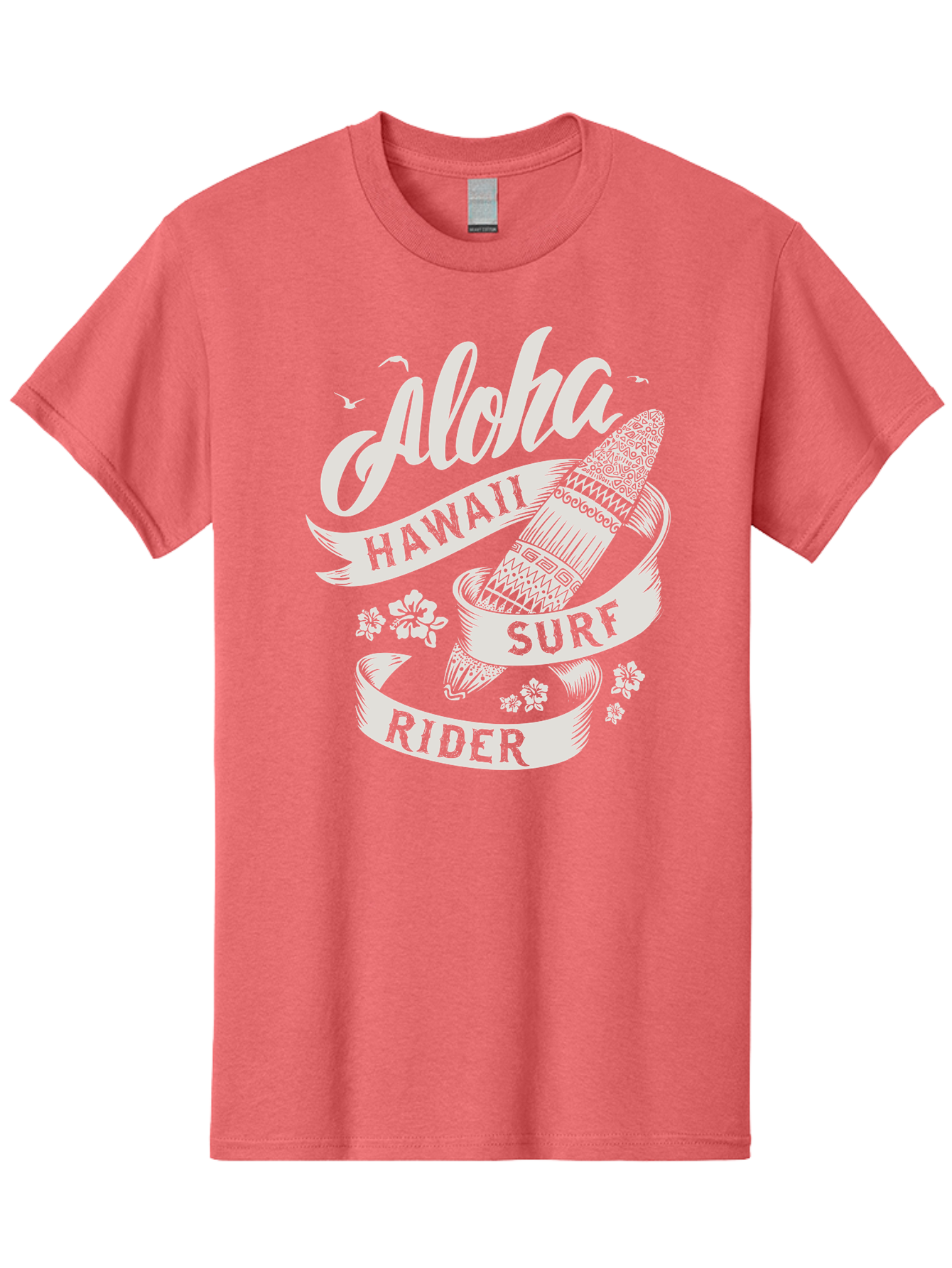Aloha-Hawaii-Surf-Rider Men'S Graphic Tee, 100% Cotton, Comfortable Casual Summer Wear, Machine Washable, Surfboard Graphic, Hawaii Surf Culture, Aloha Spirit, Surfer Lifestyle, Tropical Vibes, Beachy Keiki, Surfing Adventure, Aac369
